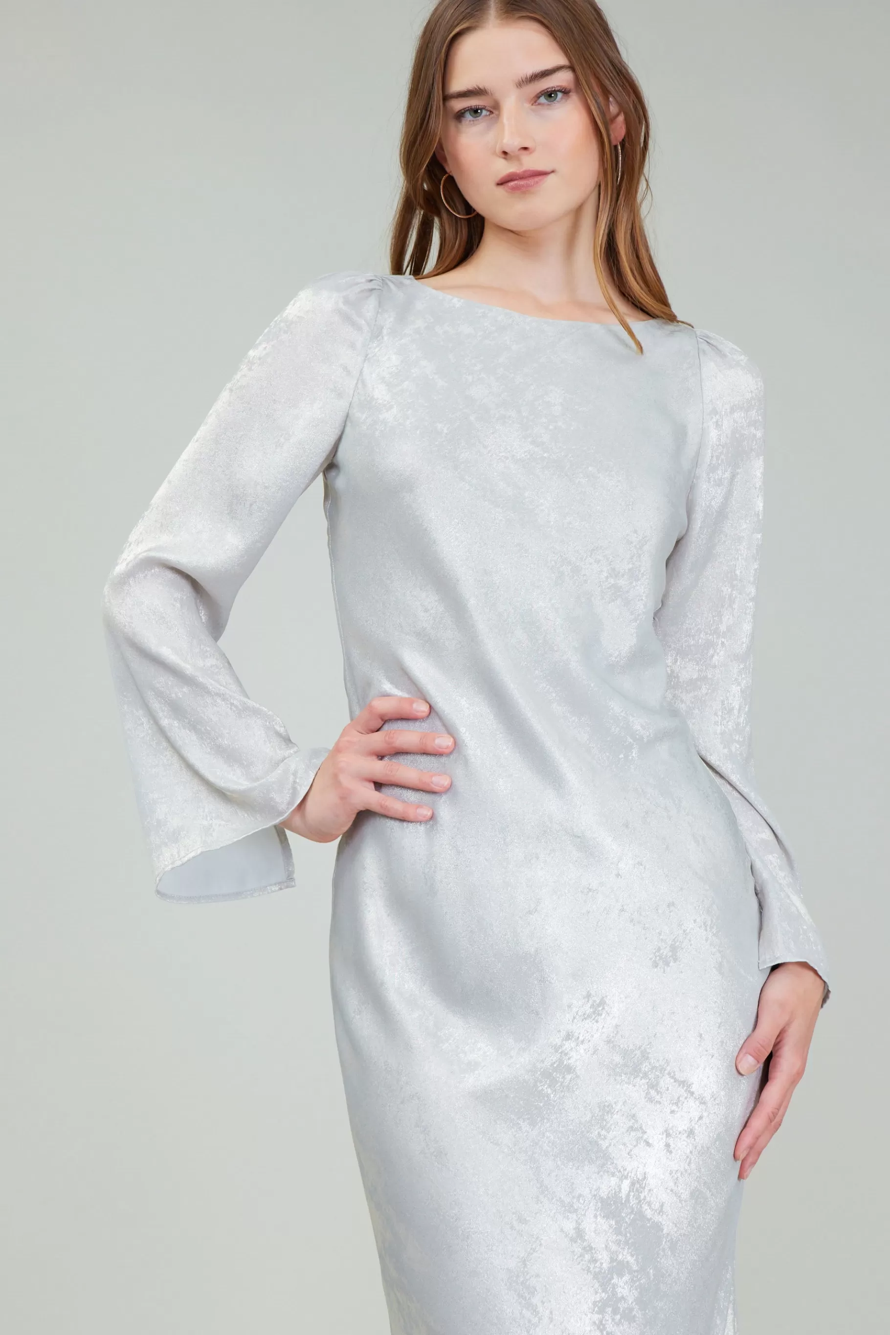 Current Air Maxi Dresses | Midi Dresses>Opalescent Textured Maxi Dress OYSTER