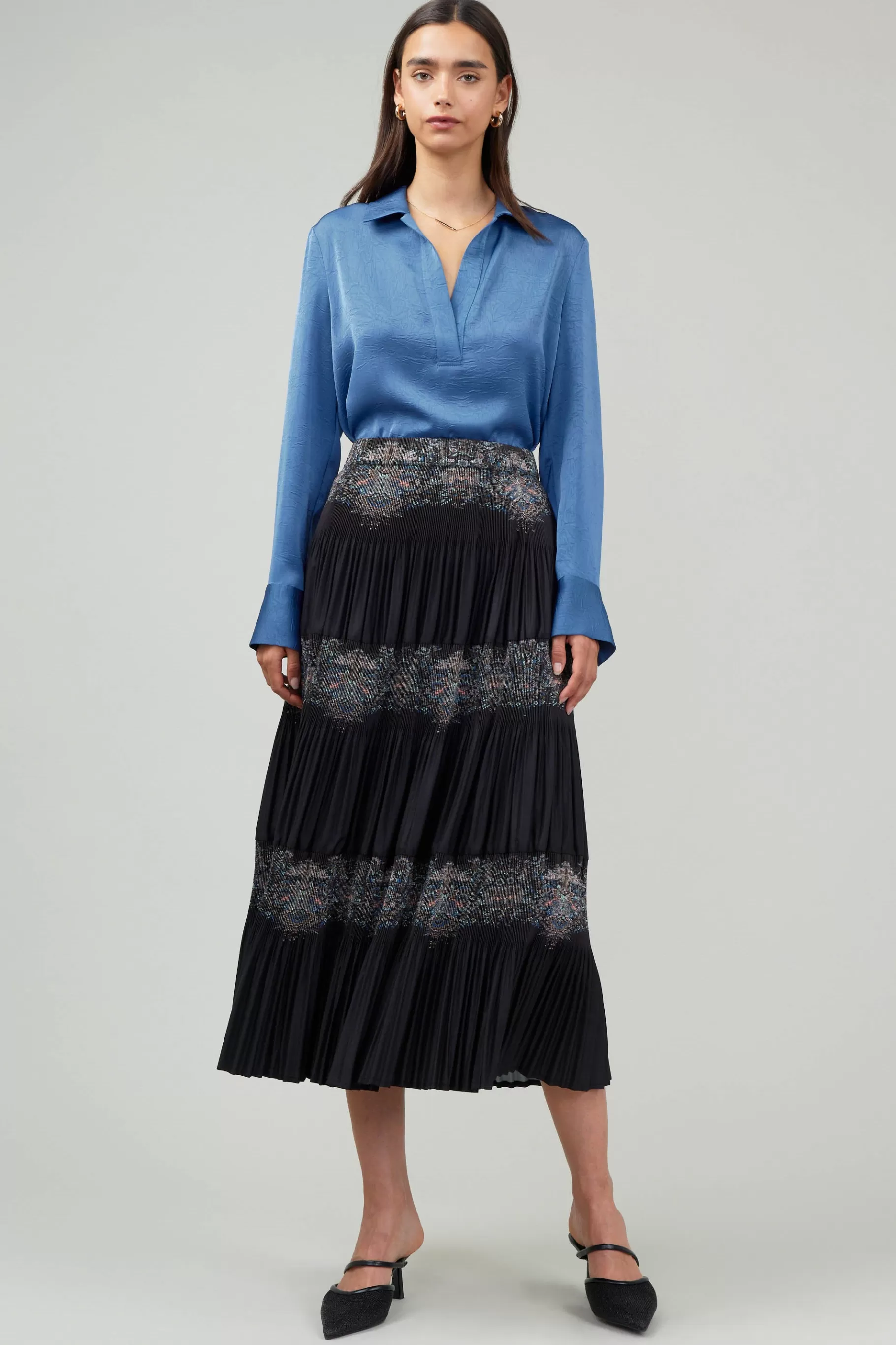 Current Air Skirts>Ornate Motif Midi Skirt BLACKTAUPEMLT