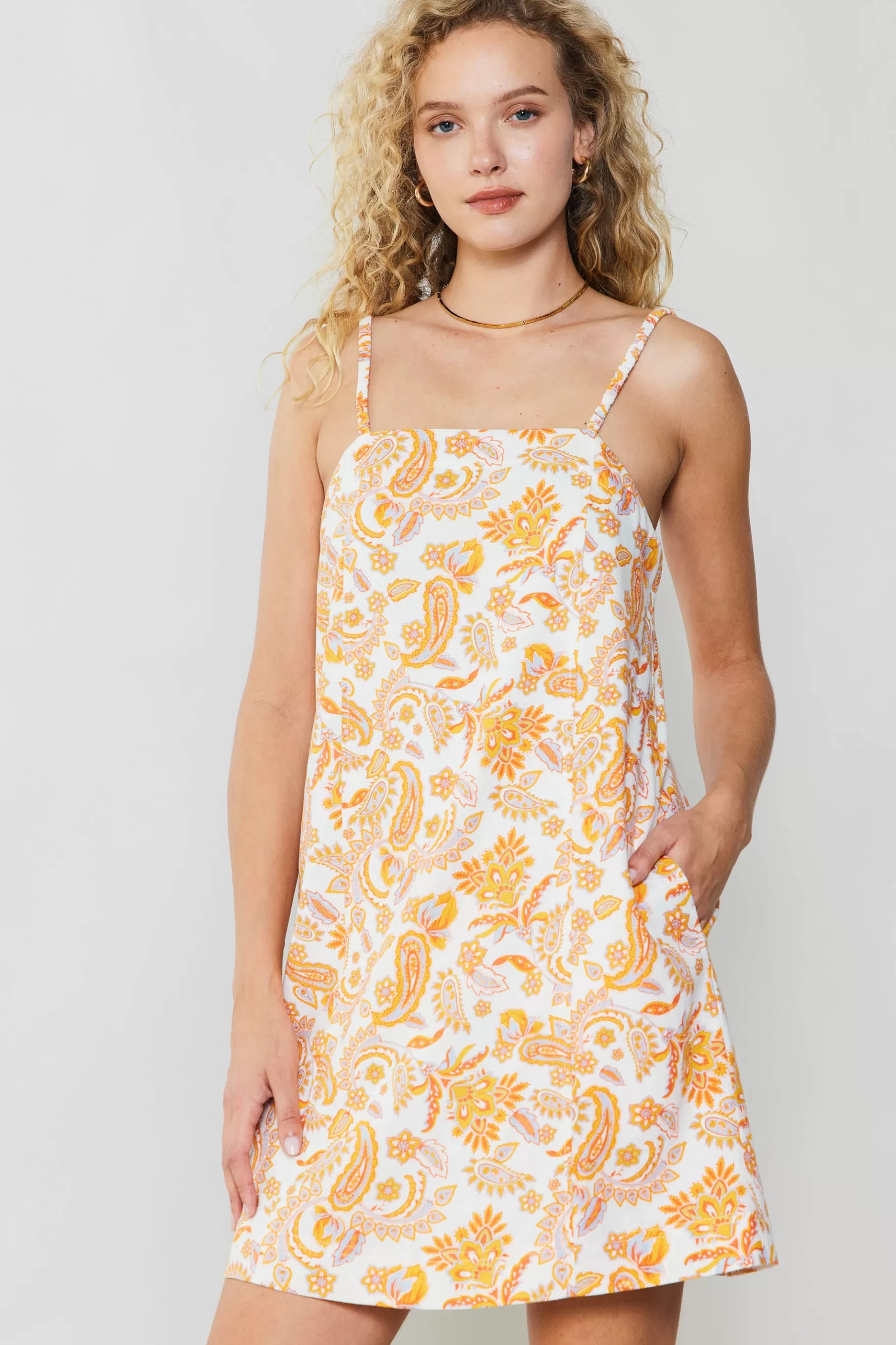 Current Air Mini Dresses>Paisley Printed Mini Dress ORANGEMULTI