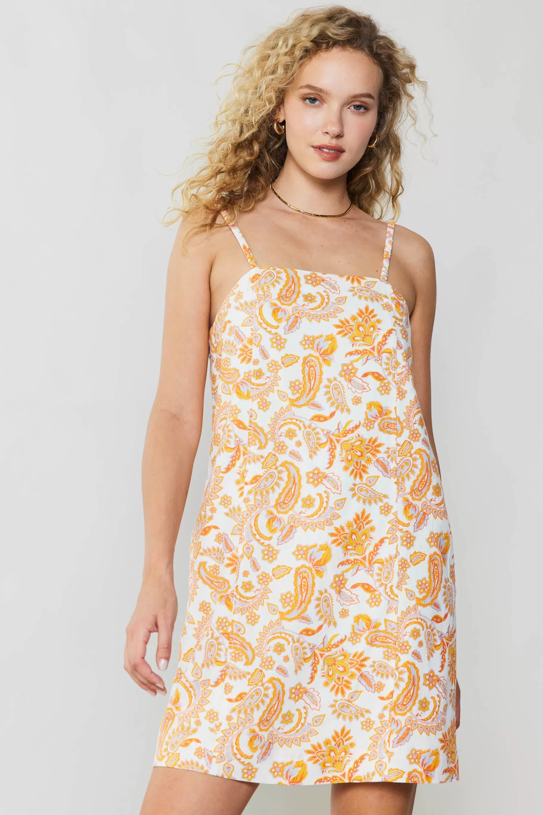Current Air Mini Dresses>Paisley Printed Mini Dress ORANGEMULTI