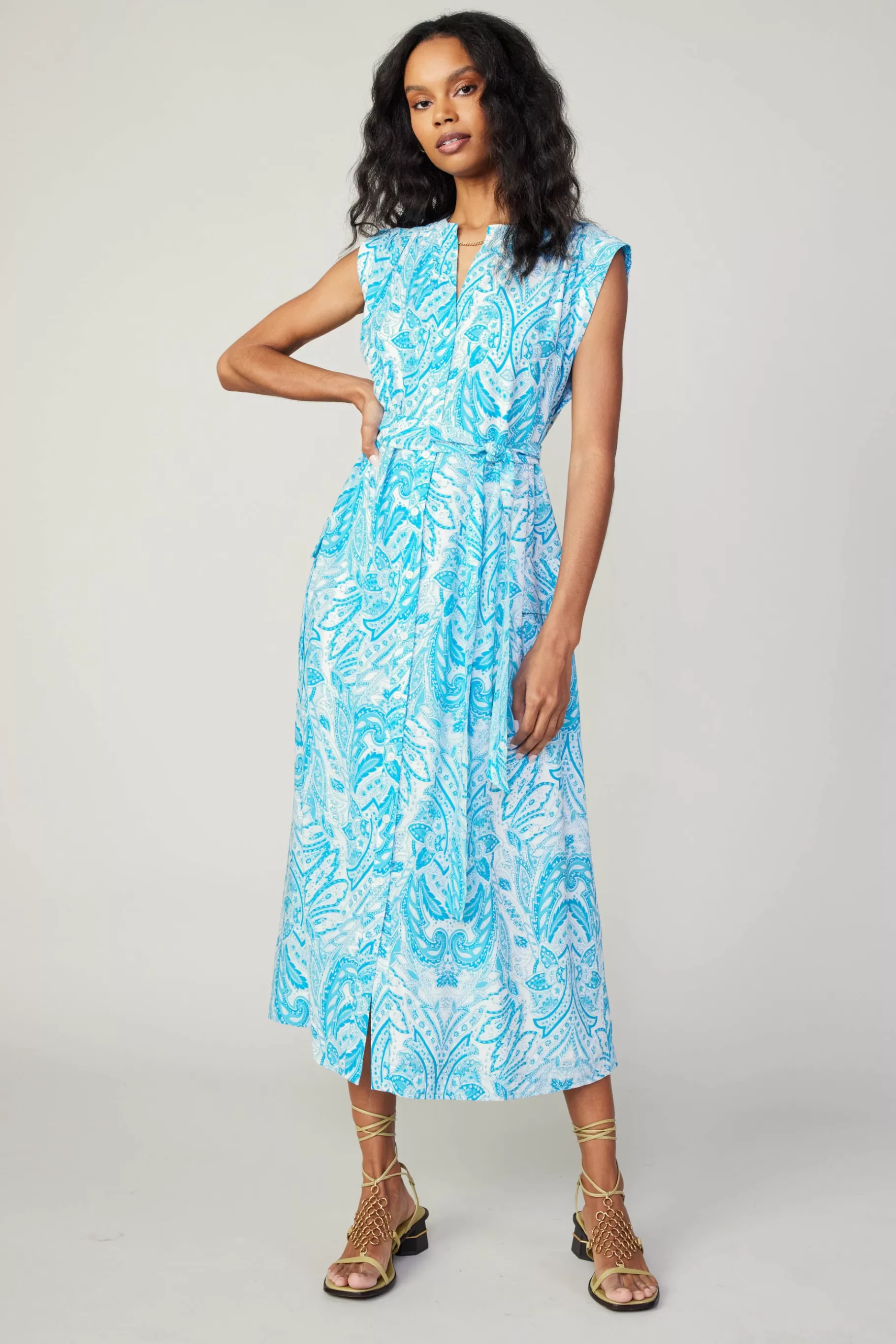 Current Air Midi Dresses>Paisley Printed Sleeveless Dress BLUEMLT