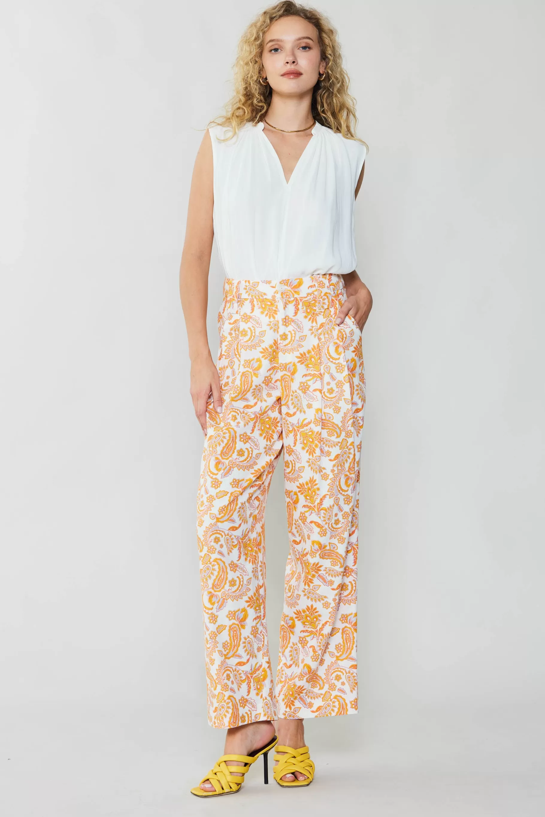 Current Air Pants>Paisley Printed Wide Pants ORANGEMULTI