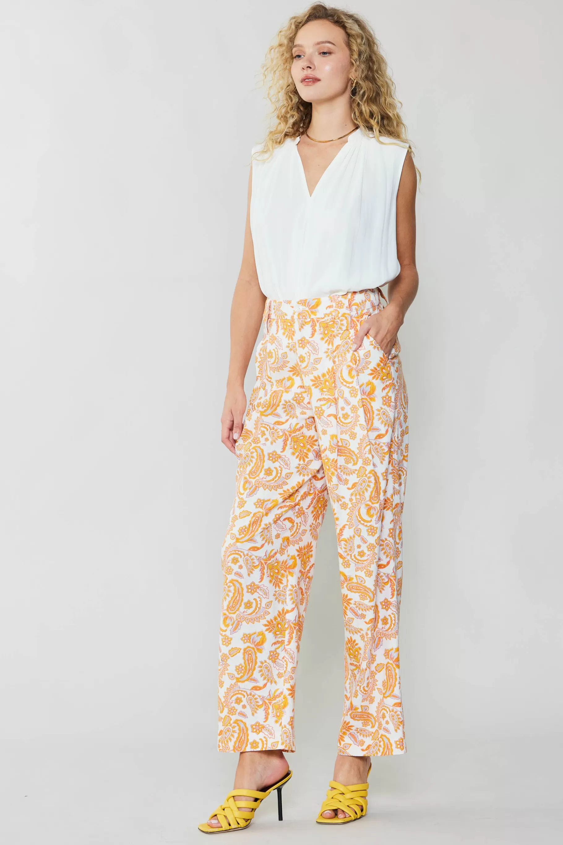 Current Air Pants>Paisley Printed Wide Pants ORANGEMULTI