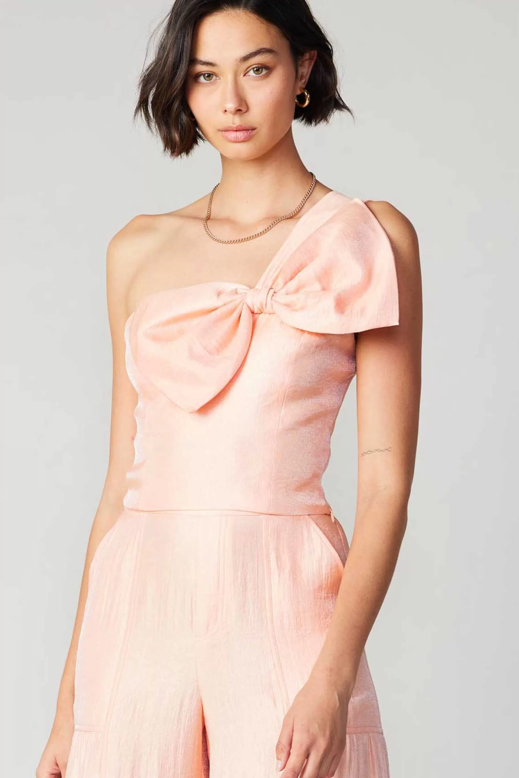 Current Air Sleeveless Tops>Pastel Bowtie Top APRICOT