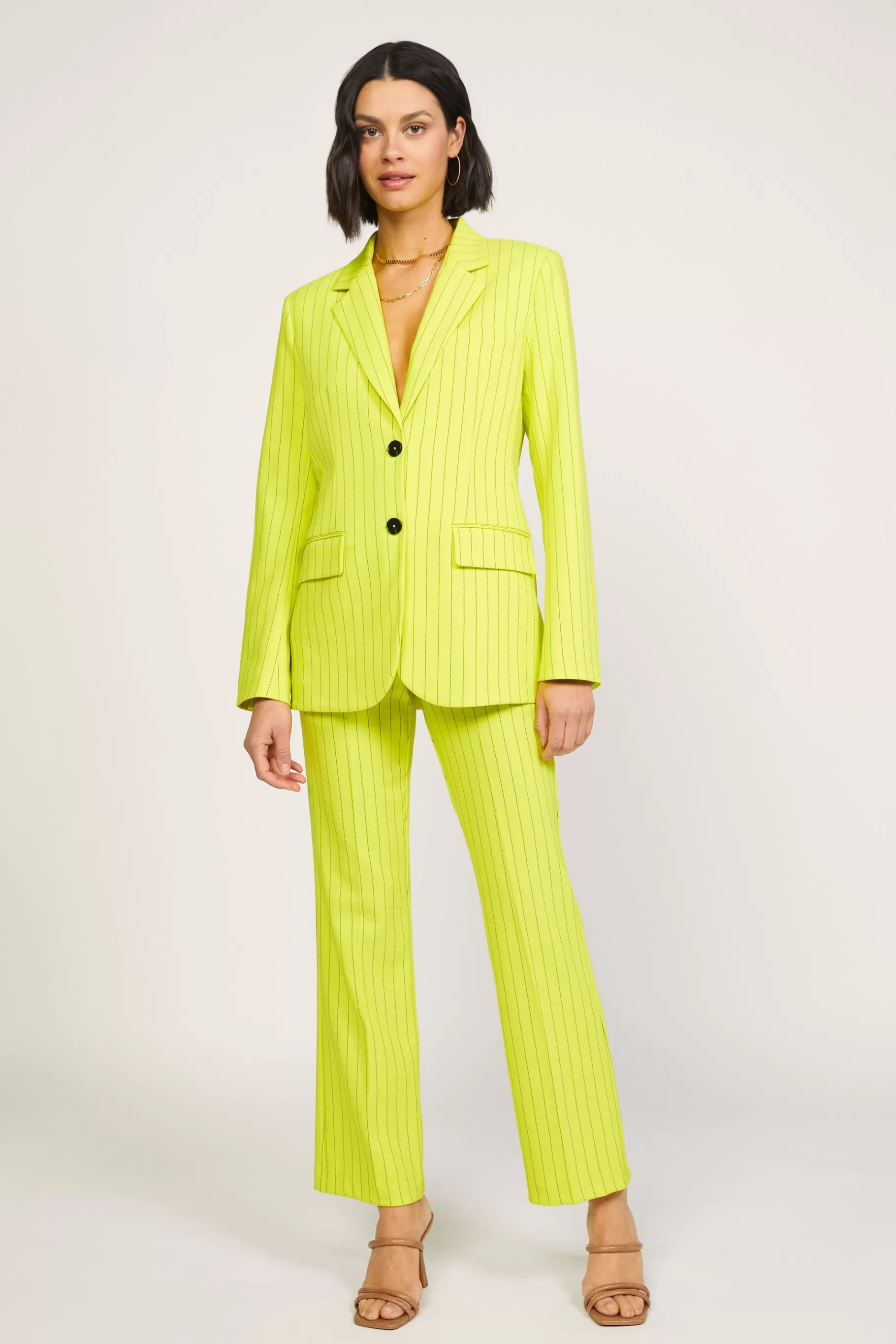 Current Air Pants>Pinstriped Bootcut Pant NEONYELLOW