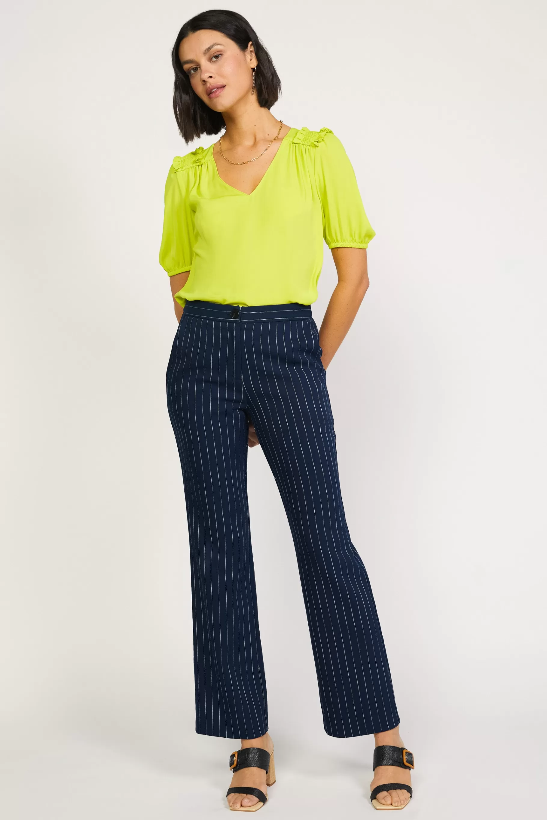 Current Air Pants>Pinstriped Bootcut Pant NAVYSTRIPE