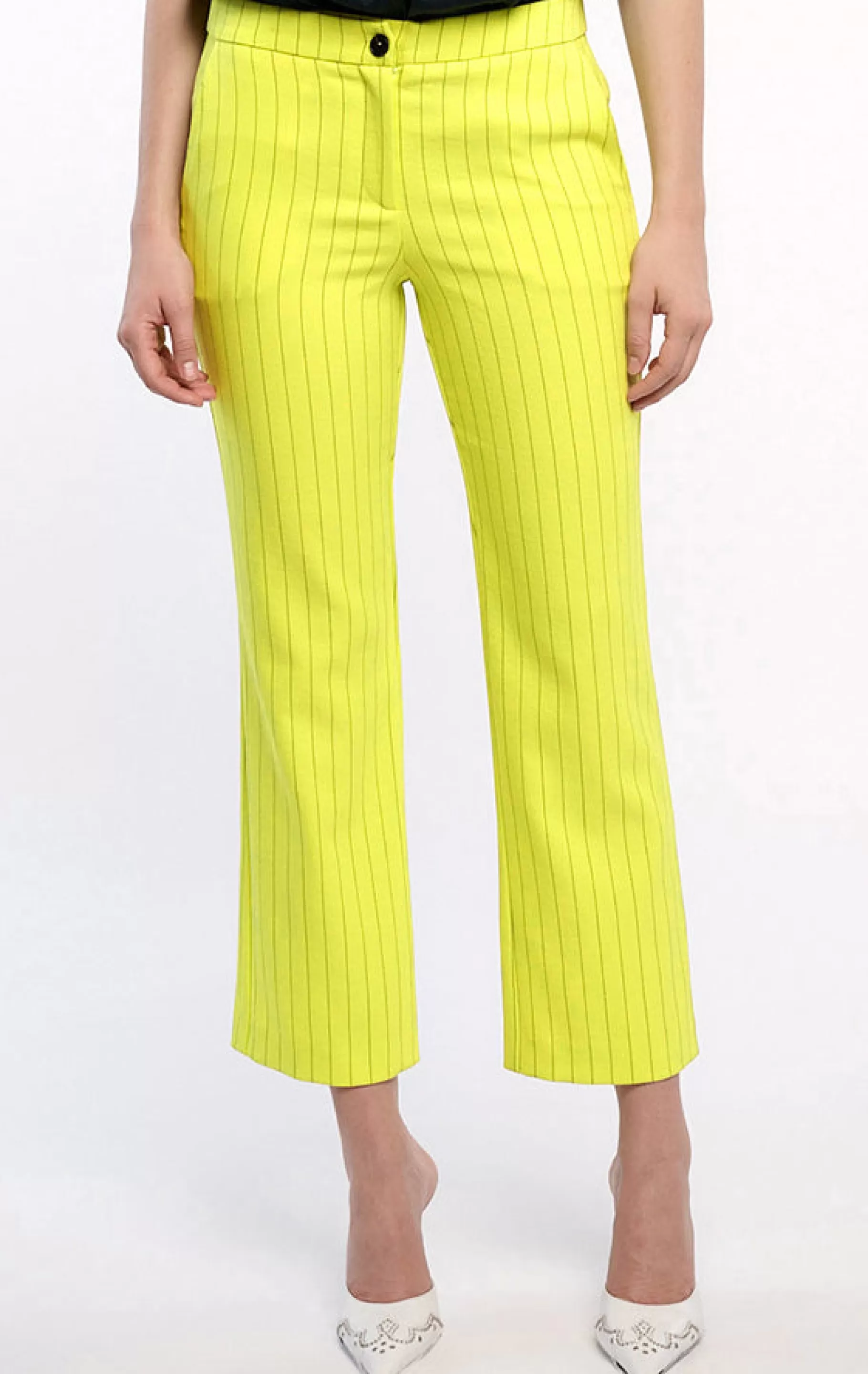 Current Air Pants>Pinstriped Bootcut Pant NEONYELLOW