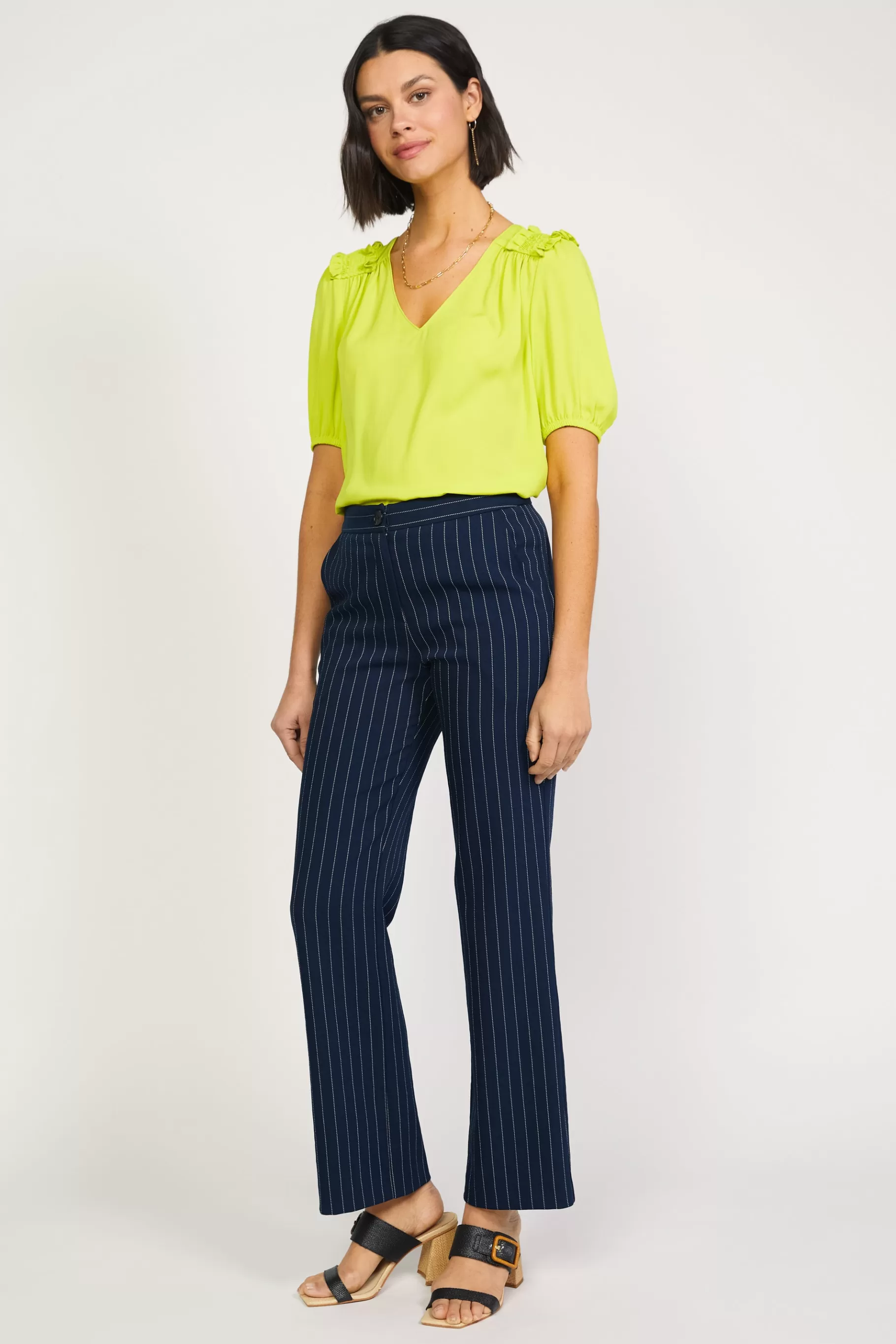 Current Air Pants>Pinstriped Bootcut Pant NAVYSTRIPE