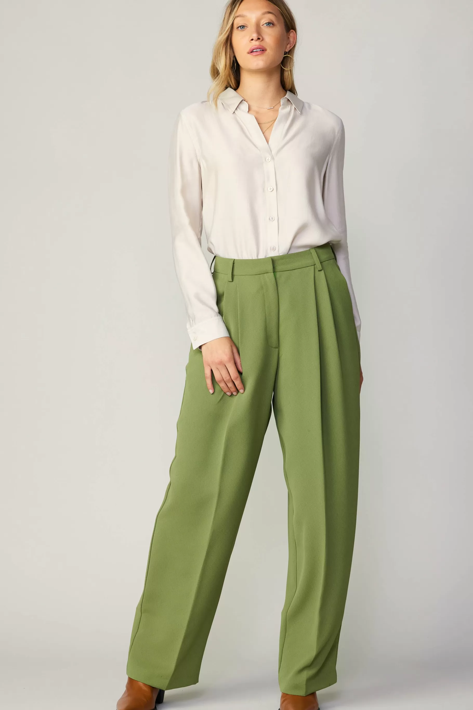 Current Air Pants>Pintucked Trousers OLIVE