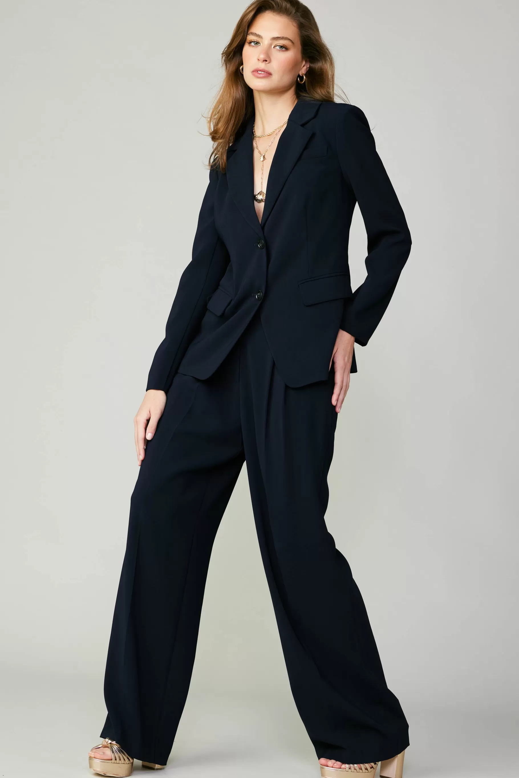 Current Air Pants>Pintucked Trousers NAVY