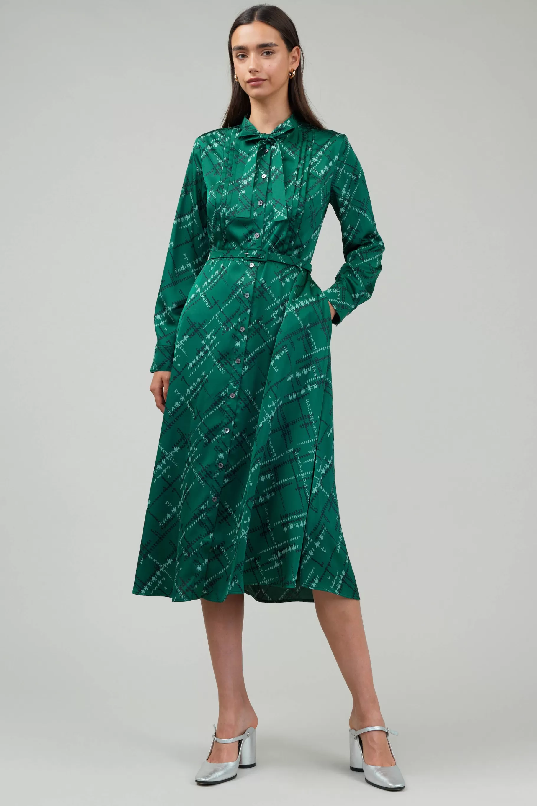 Current Air Midi Dresses>Plaid Pattern Midi Dress GREEN