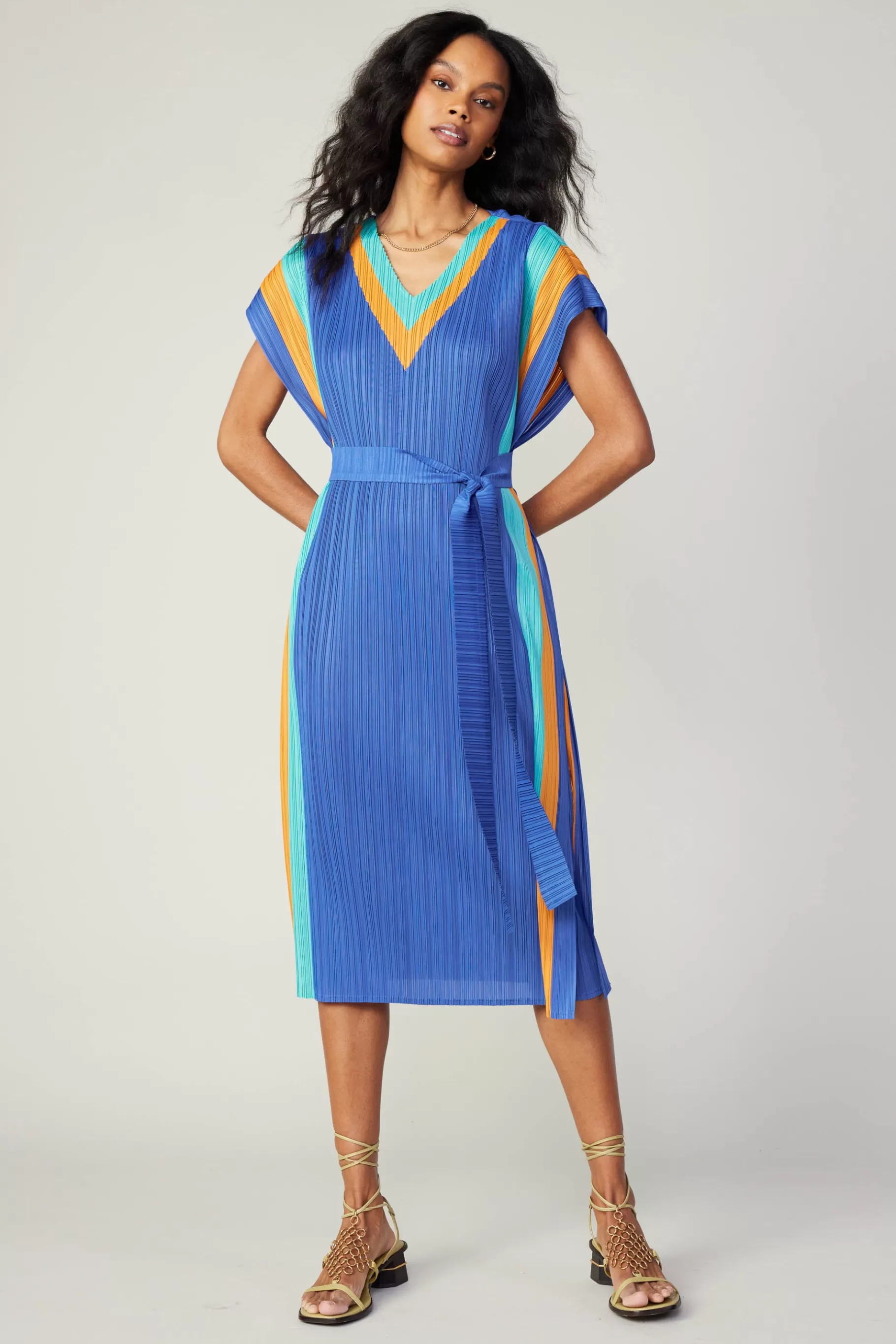 Current Air Maxi Dresses | Midi Dresses>Pleated Border Kaftan Dress BLUE
