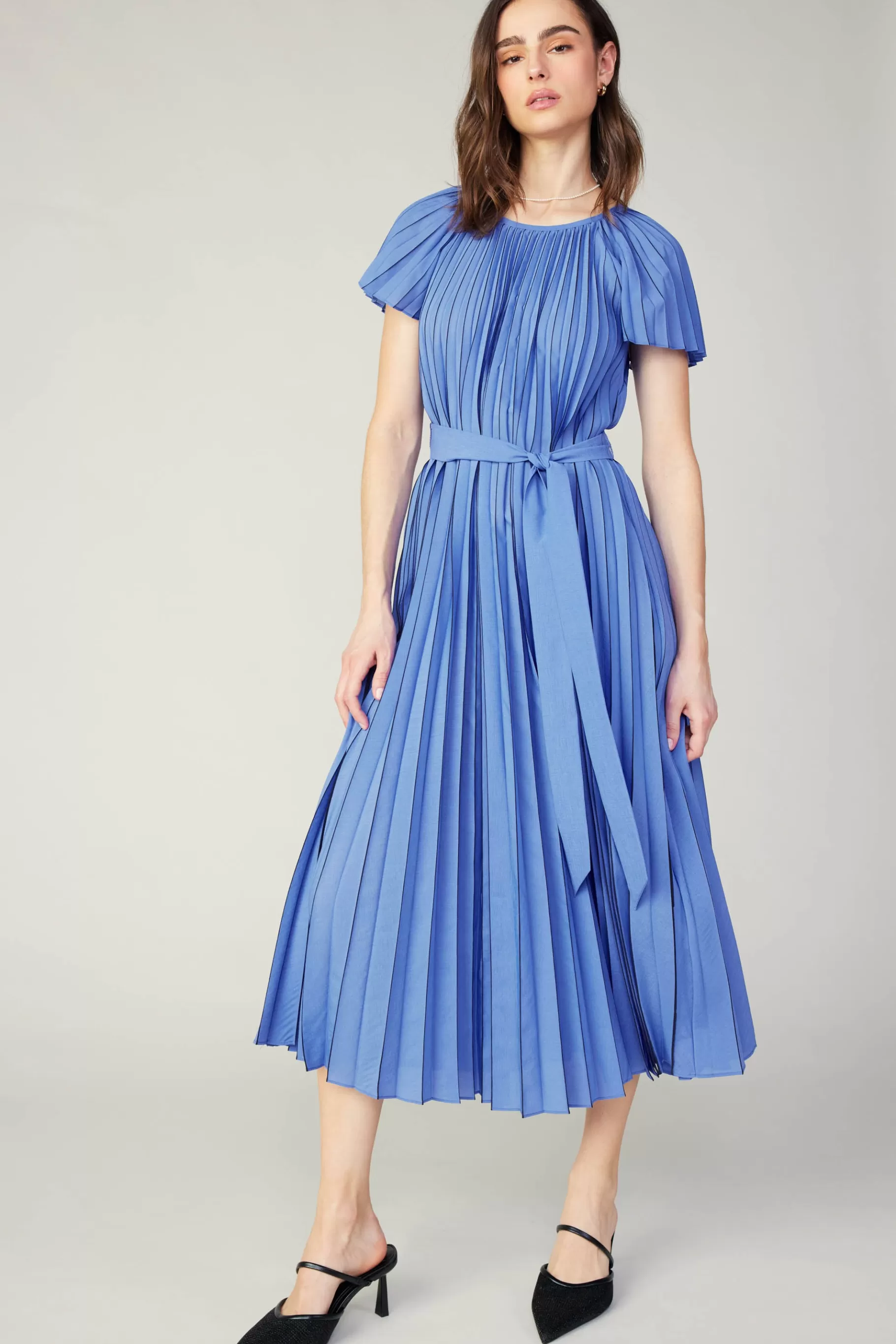 Current Air Midi Dresses>Pleated Midi Dress ROYALBLUE
