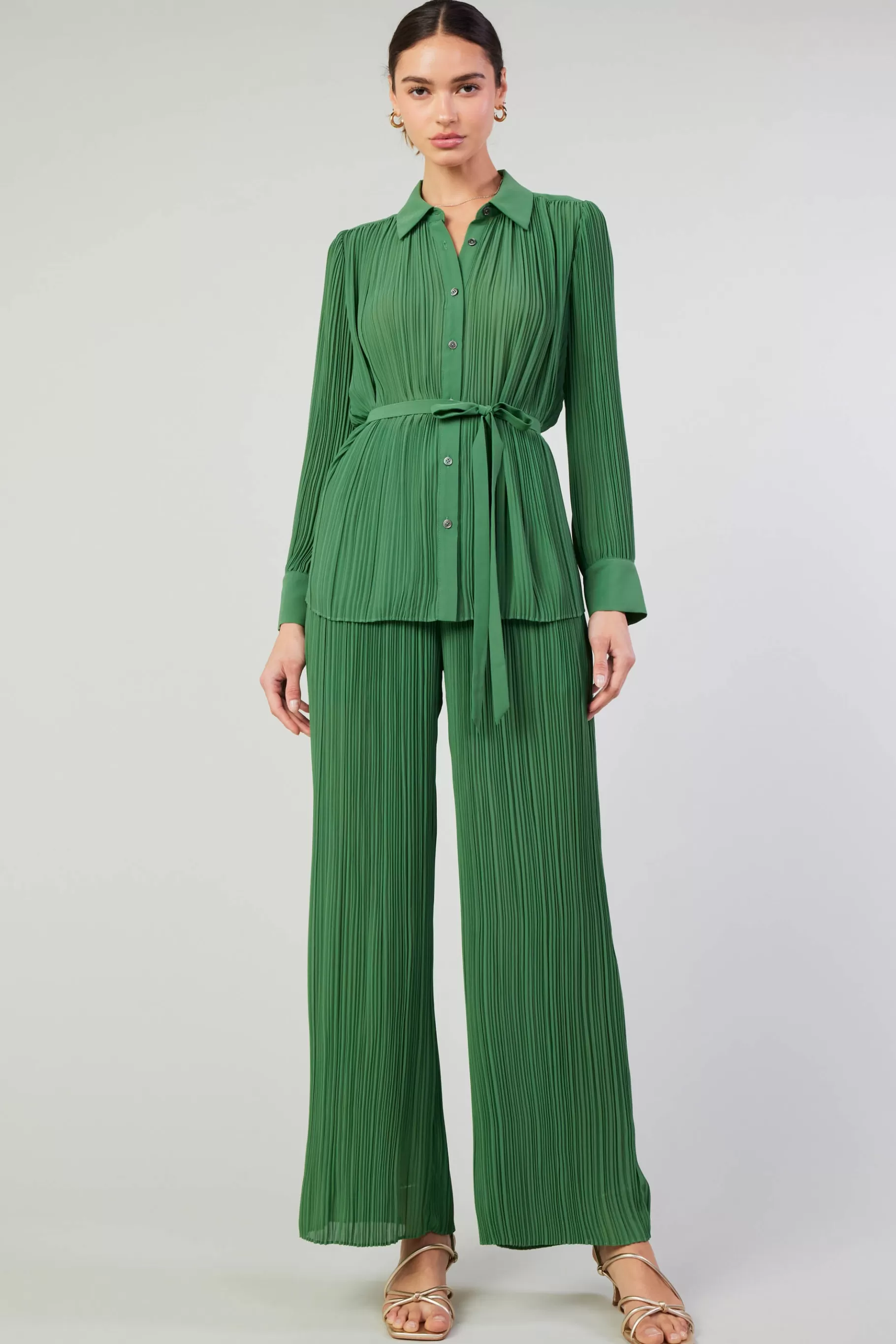 Current Air Pants>Pleated Pullover Pants LEAFGREEN