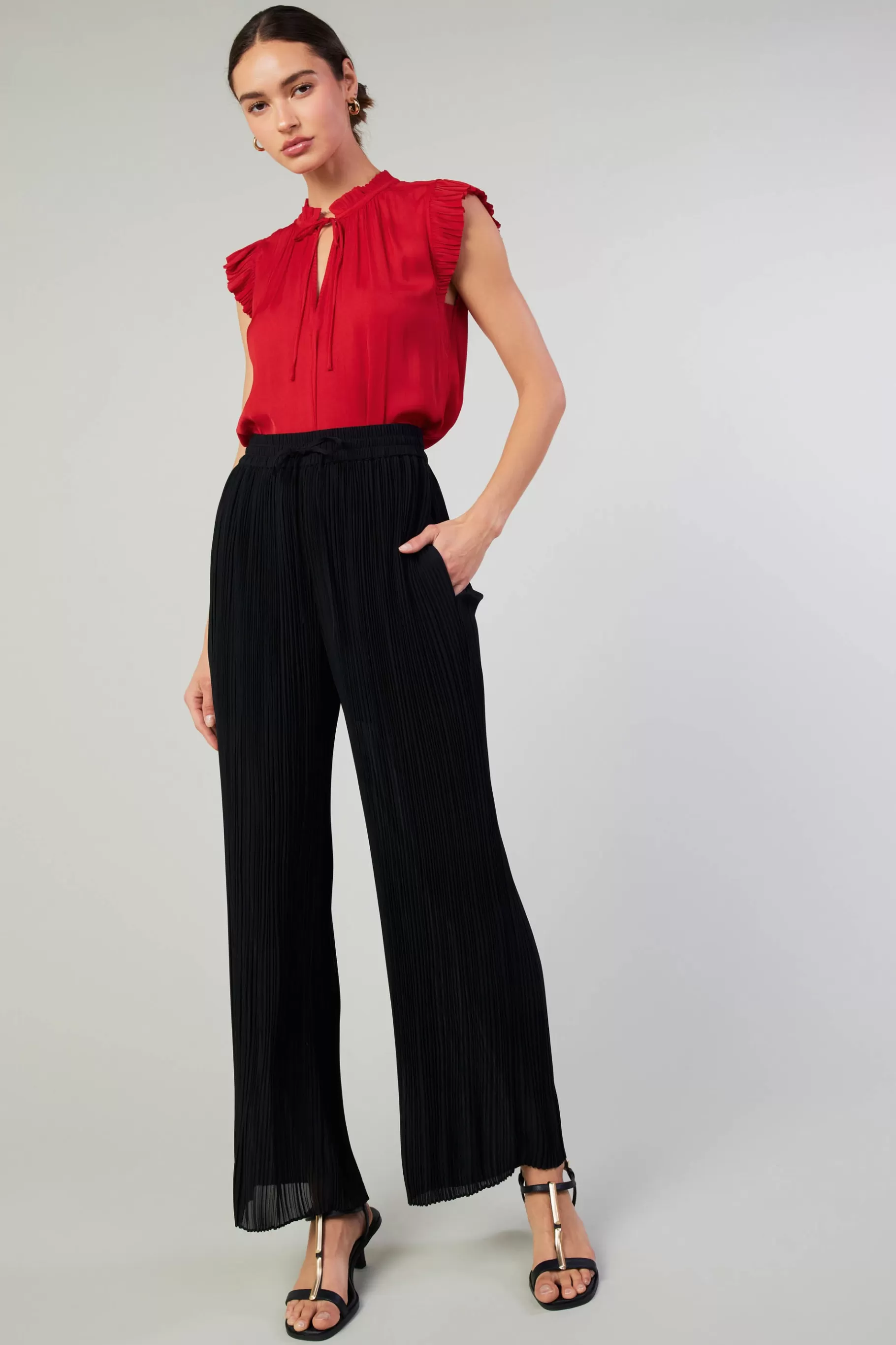 Current Air Pants>Pleated Pullover Pants BLACK