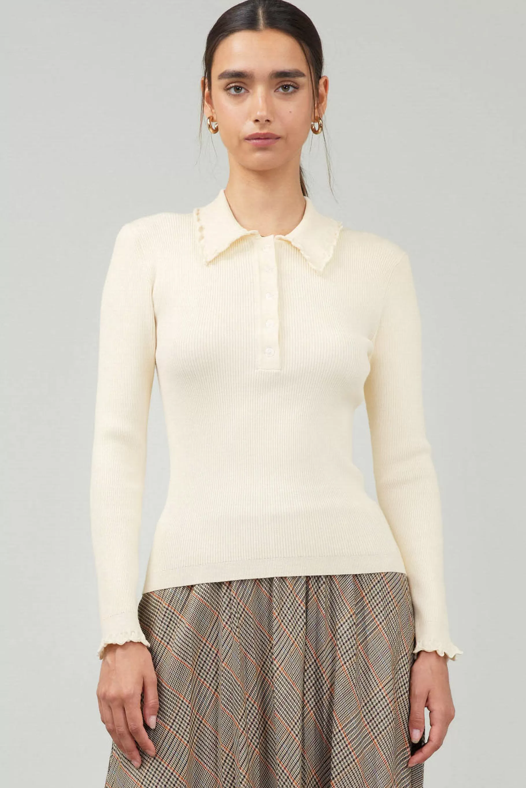 Current Air Knitwear | Sweaters>Polo Sweater Top IVORY