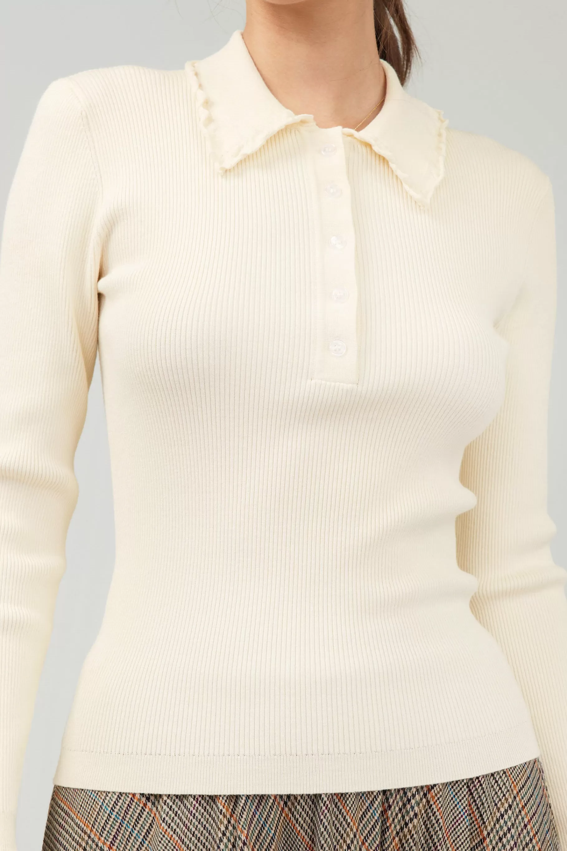 Current Air Knitwear | Sweaters>Polo Sweater Top IVORY