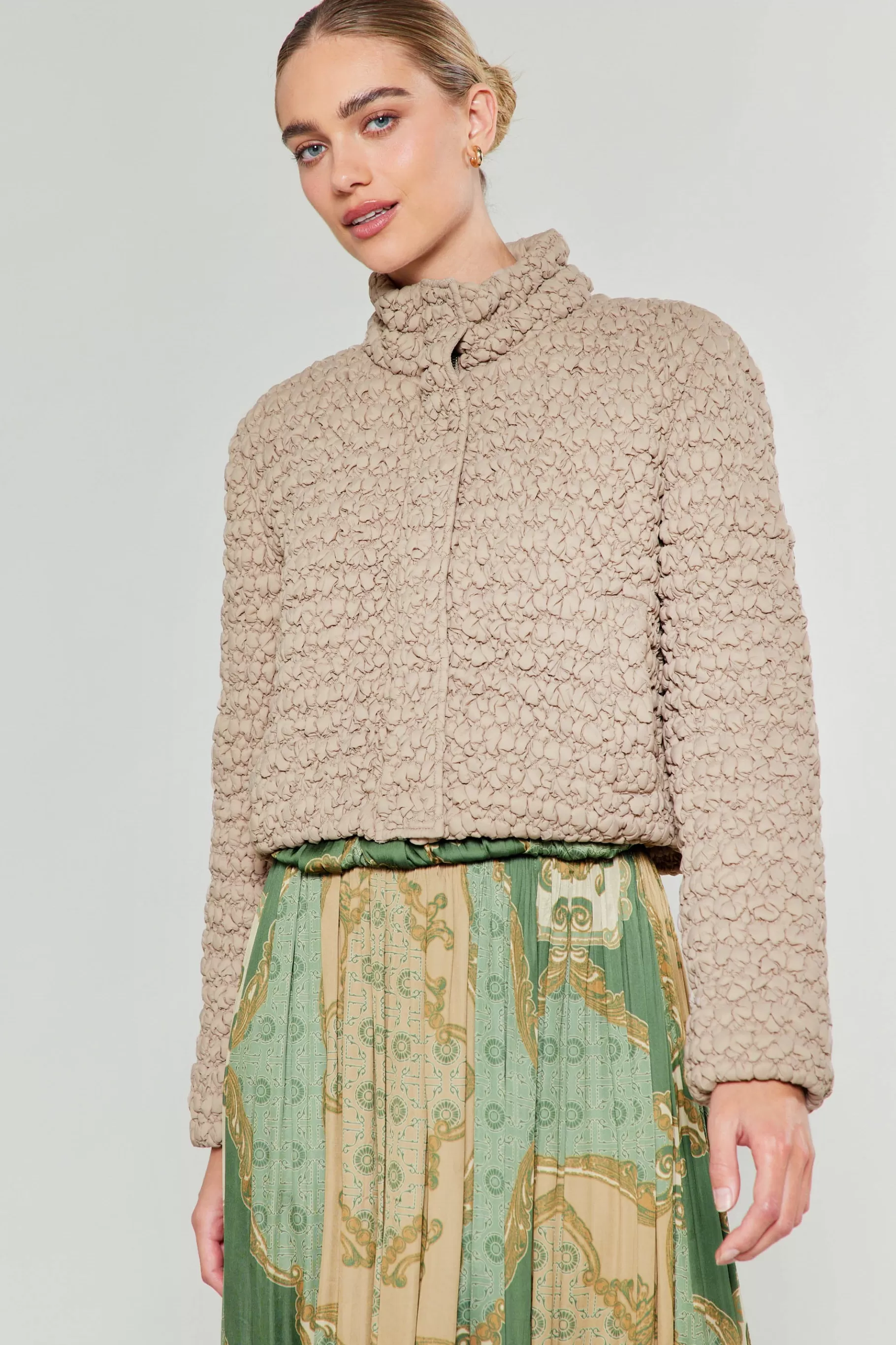 Current Air Coats & Jackets>Quilted Puff Jacket TAUPE