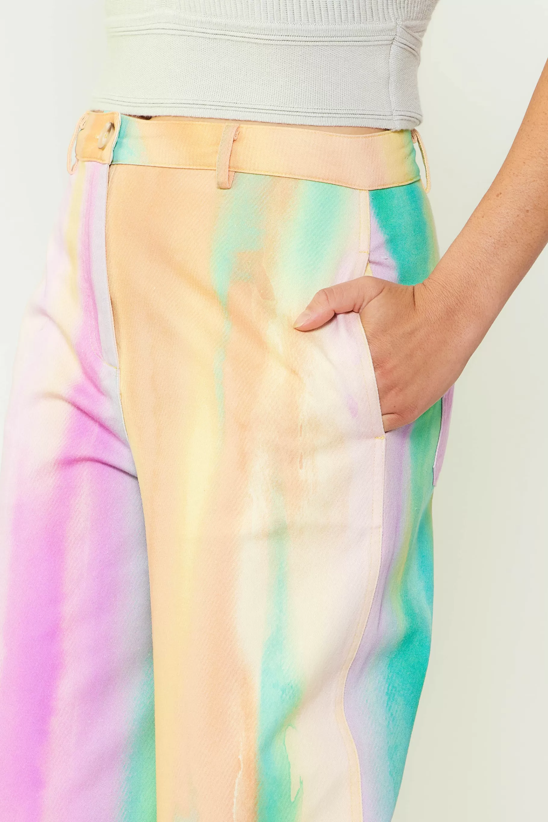 Current Air Pants>Rainbow Painterly Wide Leg Pants MULTI