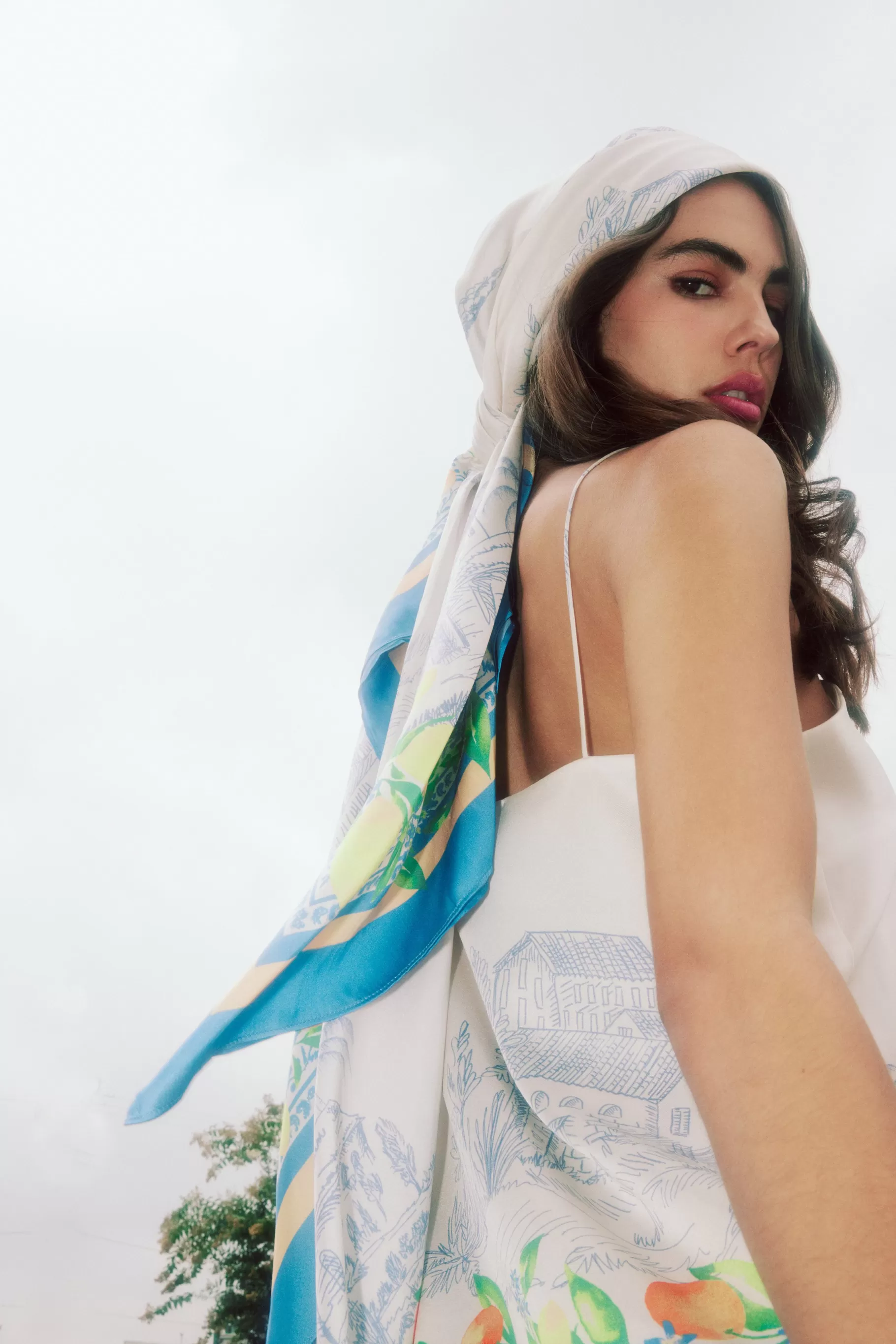 Current Air Accessories>Recycled Signature Print Scarf TUSCANBLUECITRUS