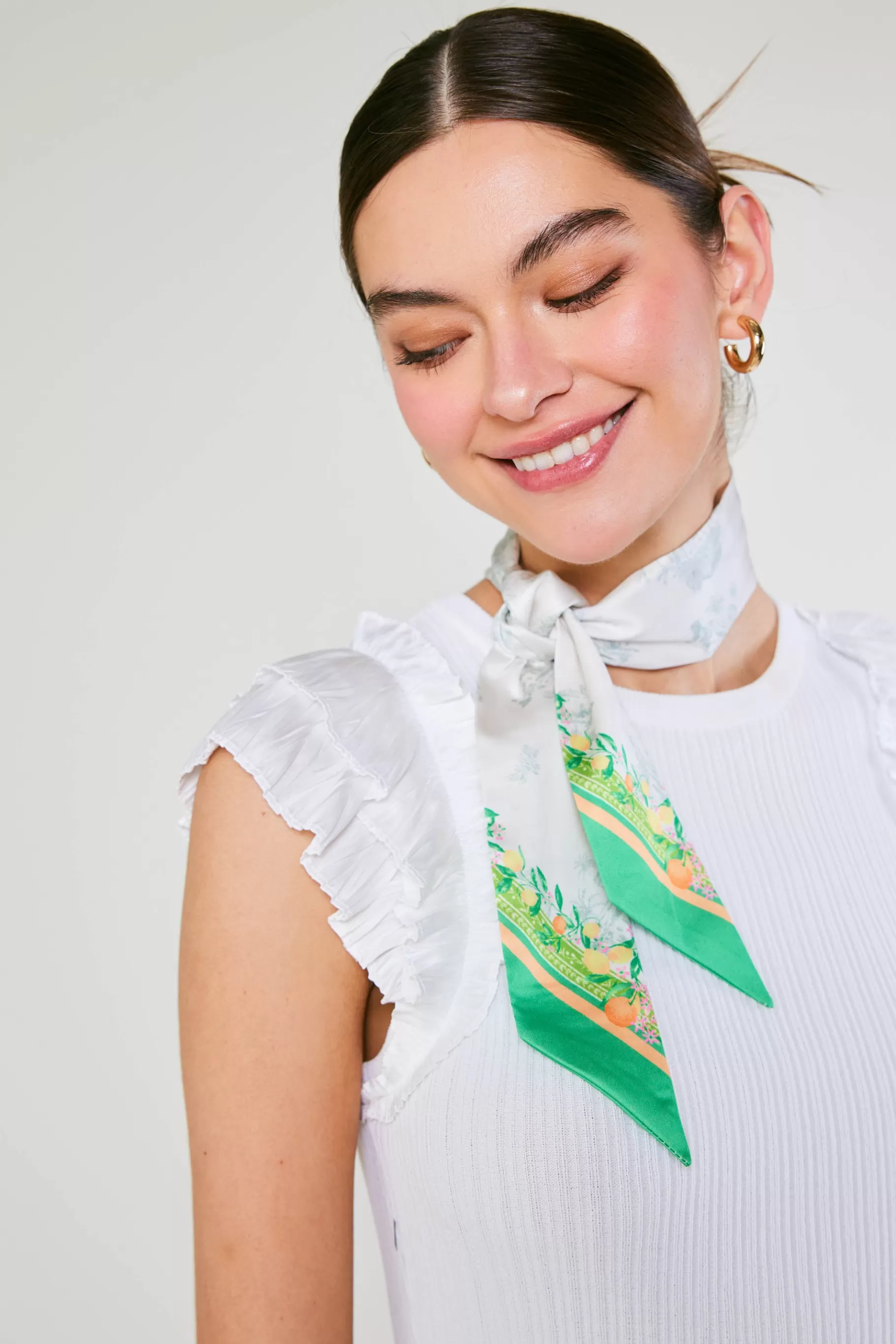 Current Air Accessories>Recycled Signature Print Twilly Scarf TUSCANGREENCITRUS