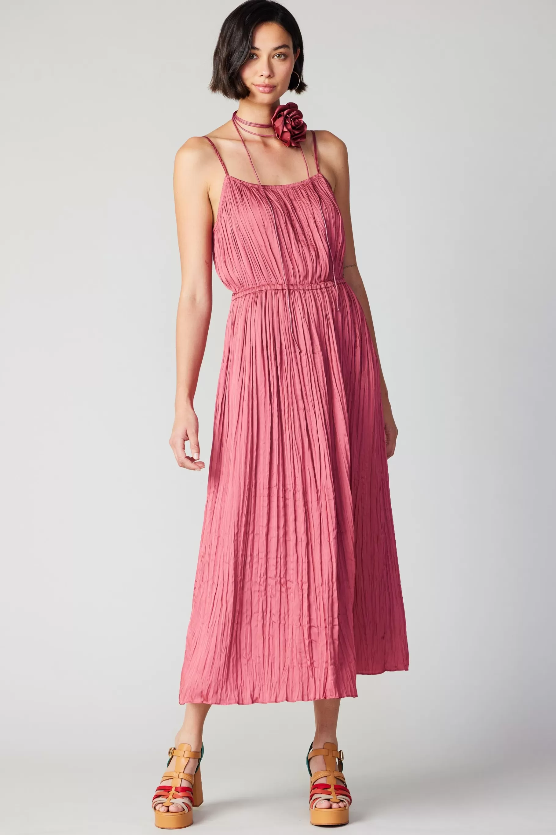 Current Air Midi Dresses>Rose Applique Cami Dress ROUGEBLUSH