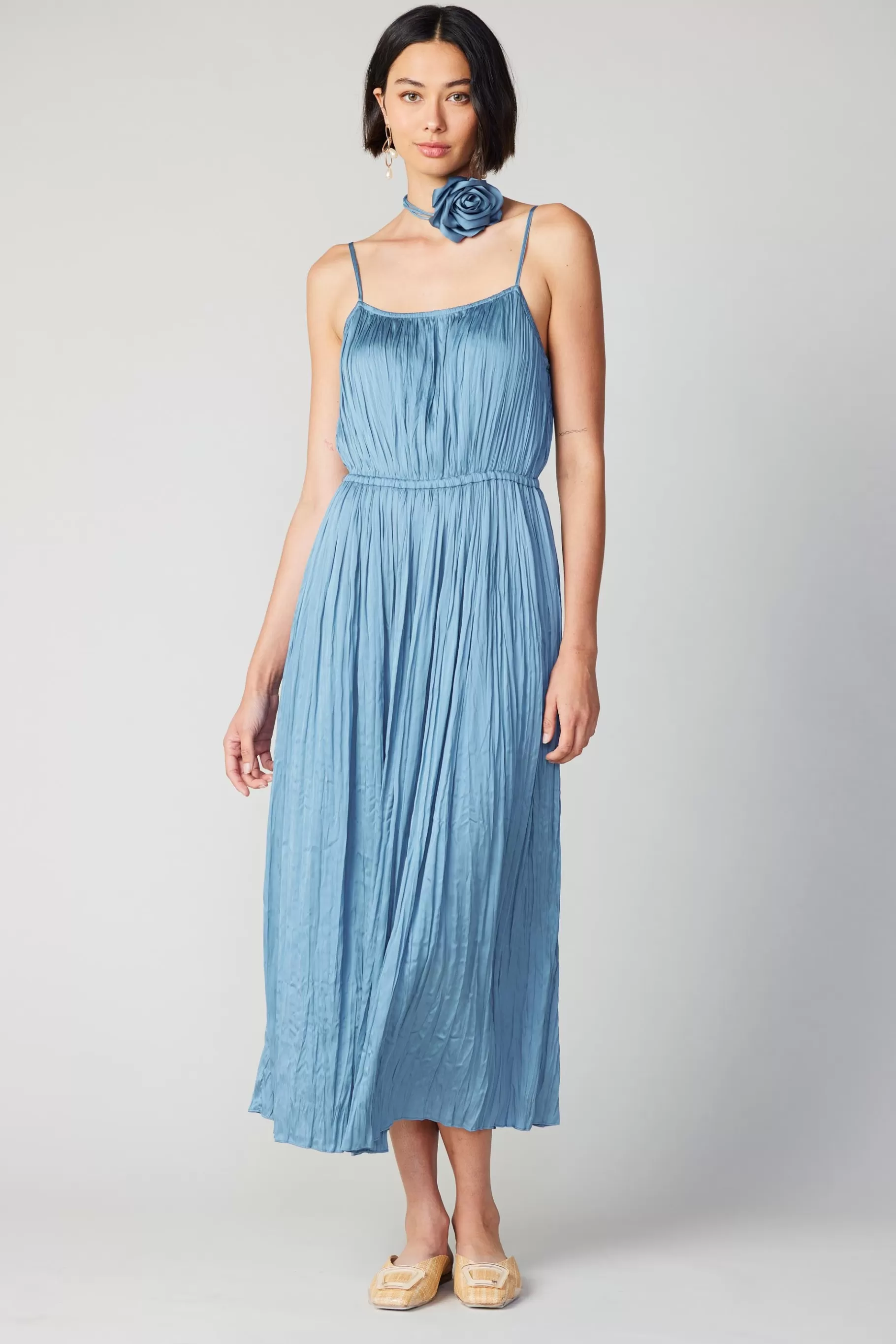 Current Air Midi Dresses>Rose Applique Cami Dress DUSTYSKY