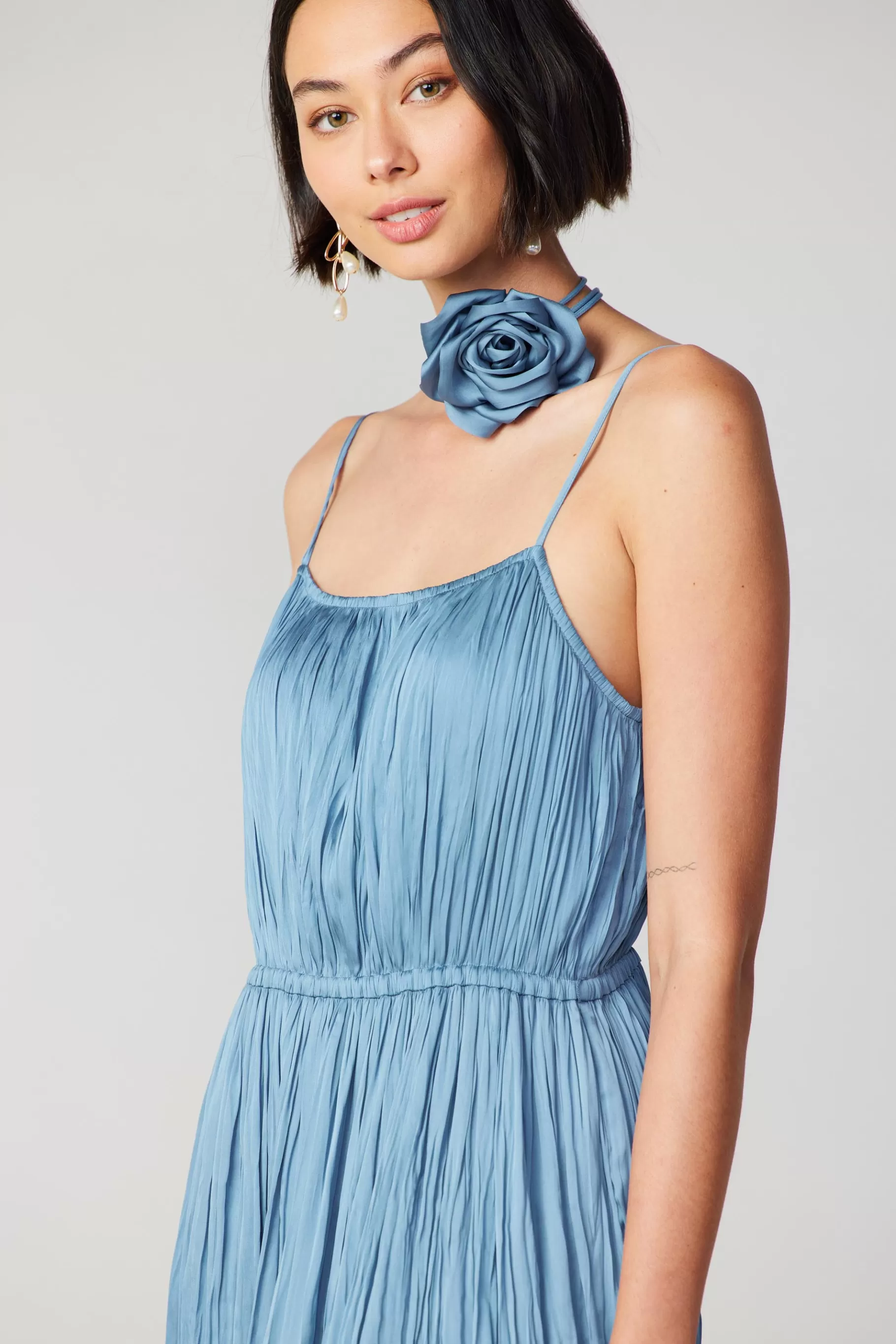 Current Air Midi Dresses>Rose Applique Cami Dress DUSTYSKY