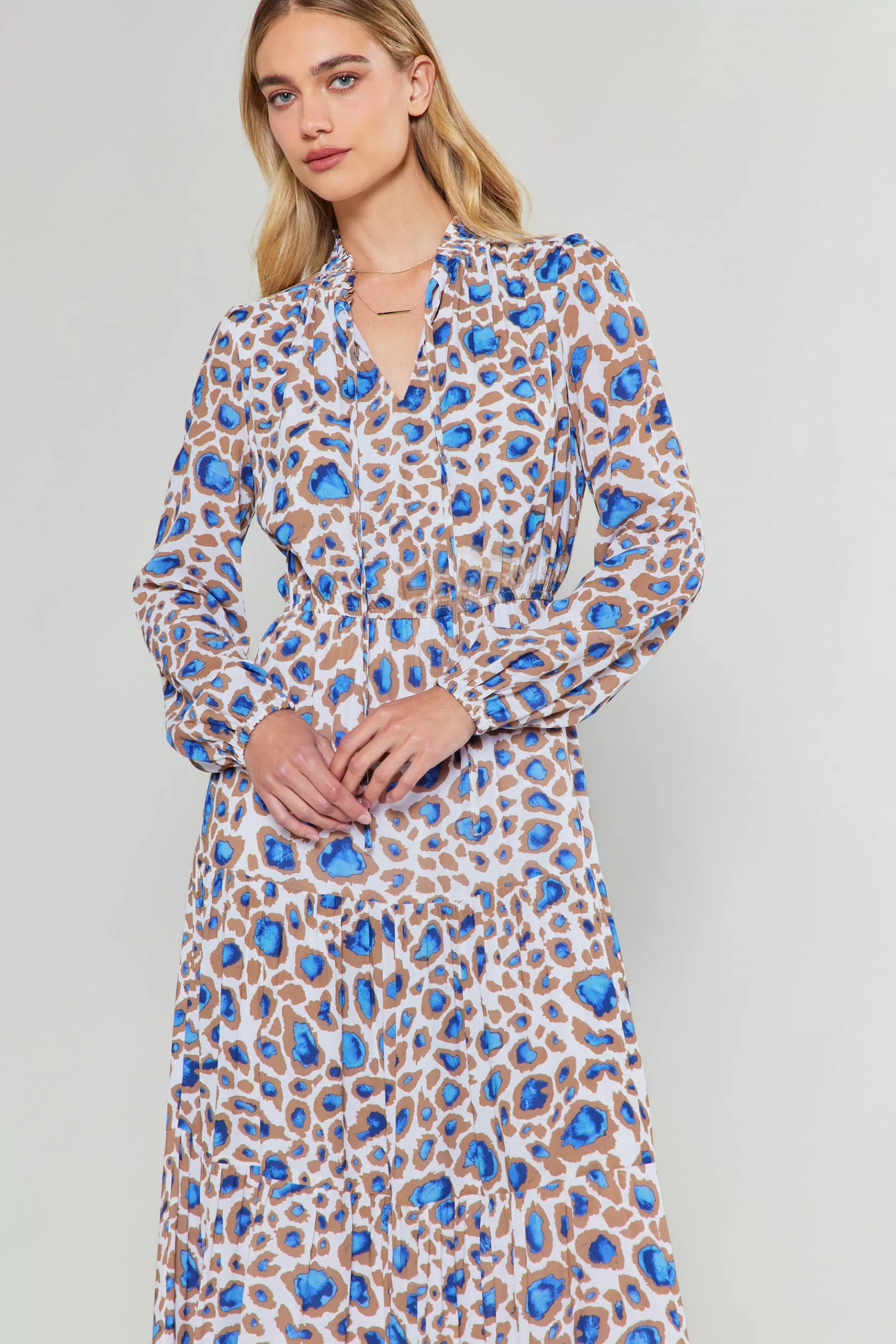 Current Air Maxi Dresses>Sapphire Cenote Print Maxi Dress BLUEMLT