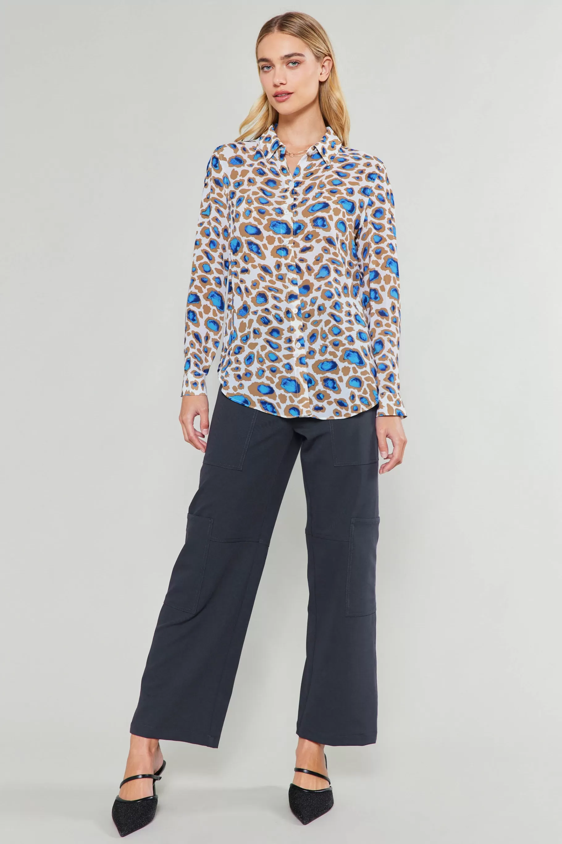Current Air Long Sleeve Tops>Sapphire Cenote Print Shirt BLUEMLT