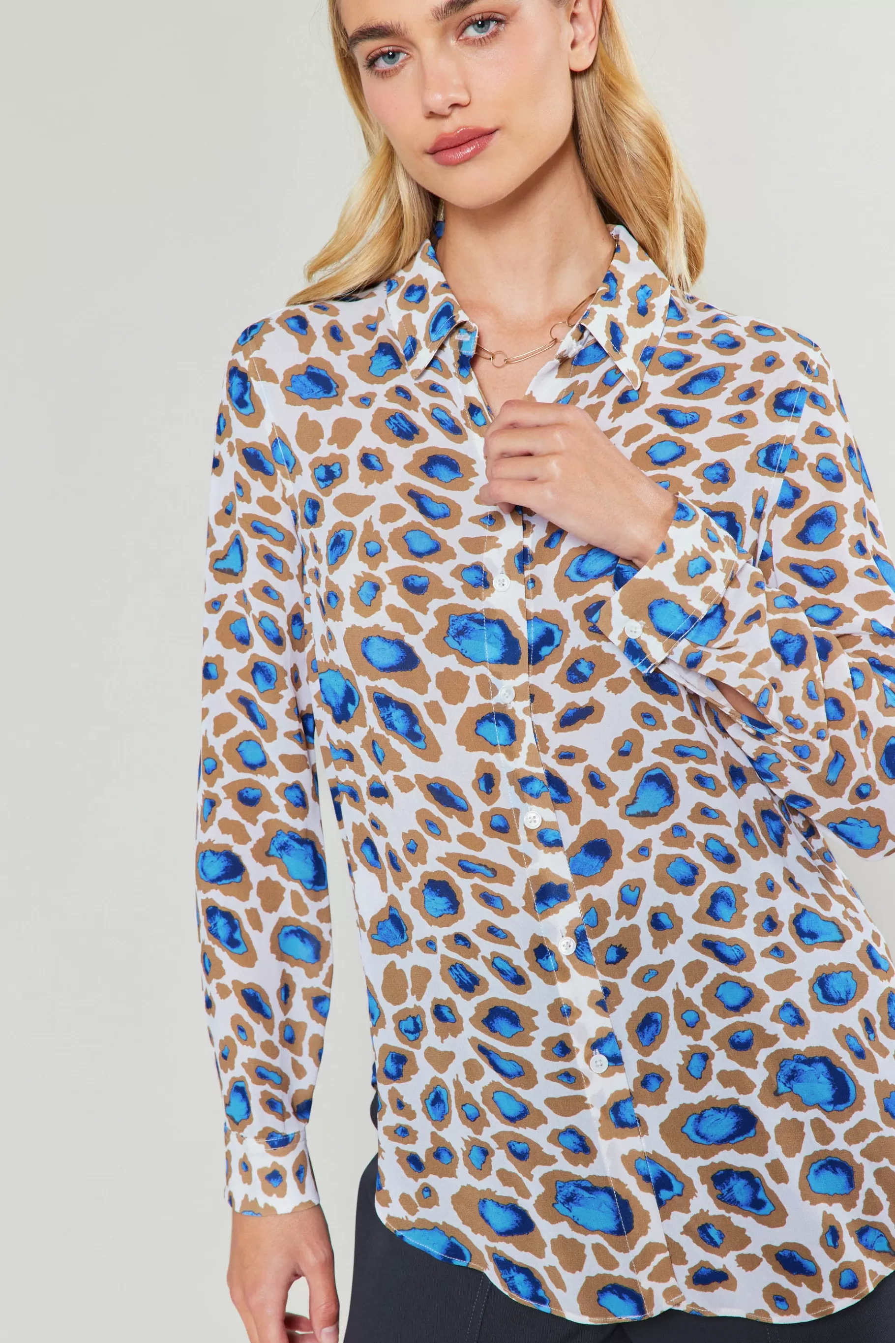 Current Air Long Sleeve Tops>Sapphire Cenote Print Shirt BLUEMLT