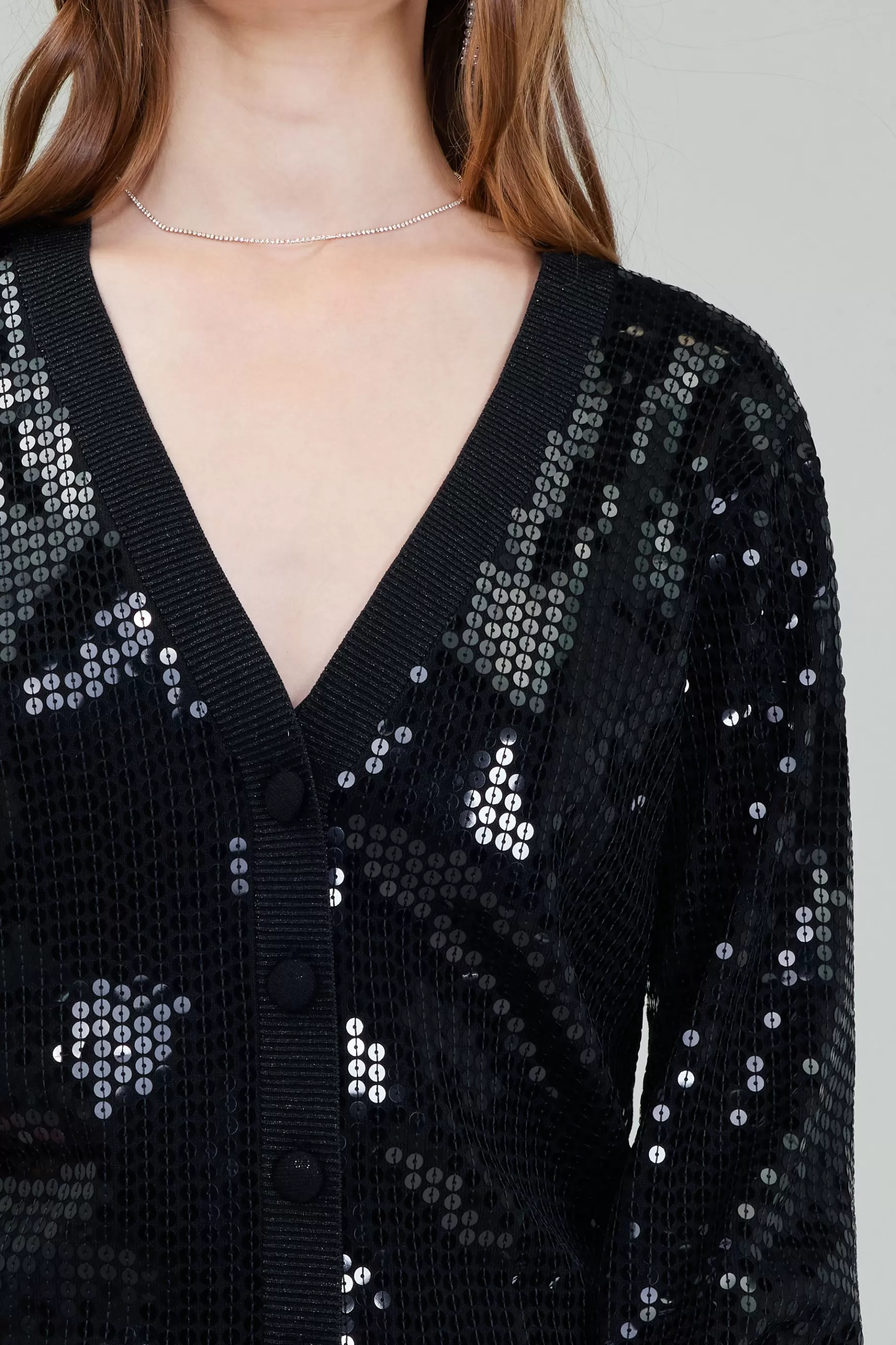 Current Air Cardigans>Sequin Jacket BLACK