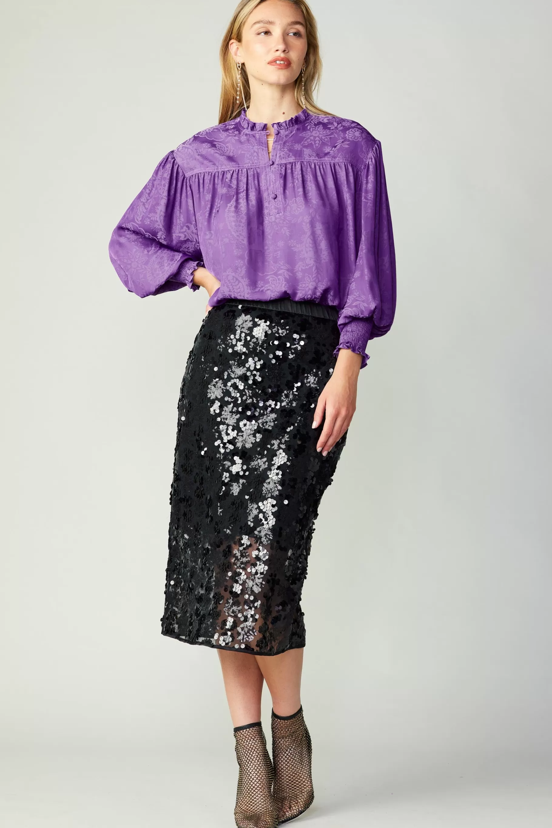 Current Air Skirts>Sequin Pencil Skirt BLACK