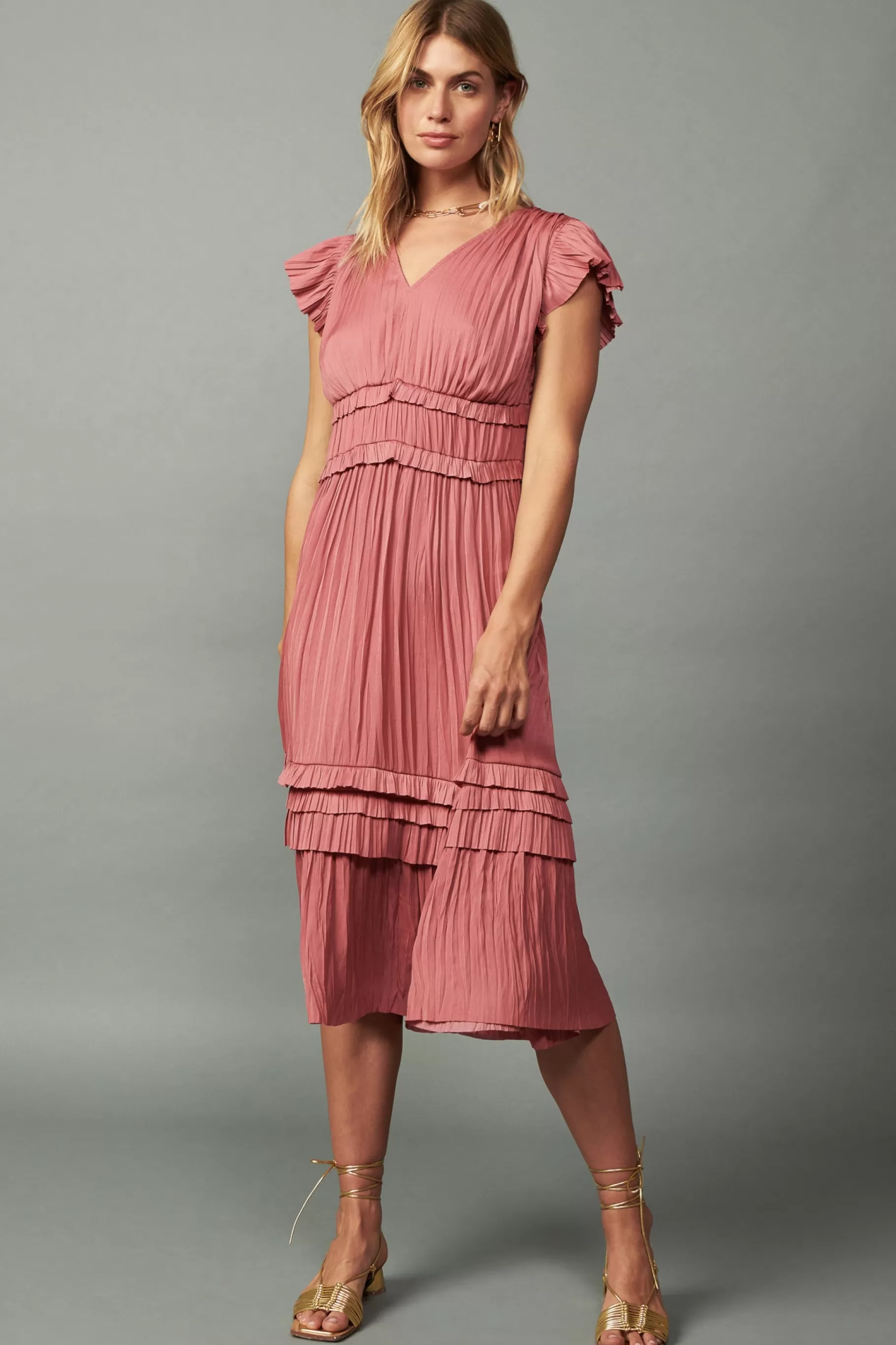 Current Air Midi Dresses>Sereia Pleated Midi Dress MAUVE