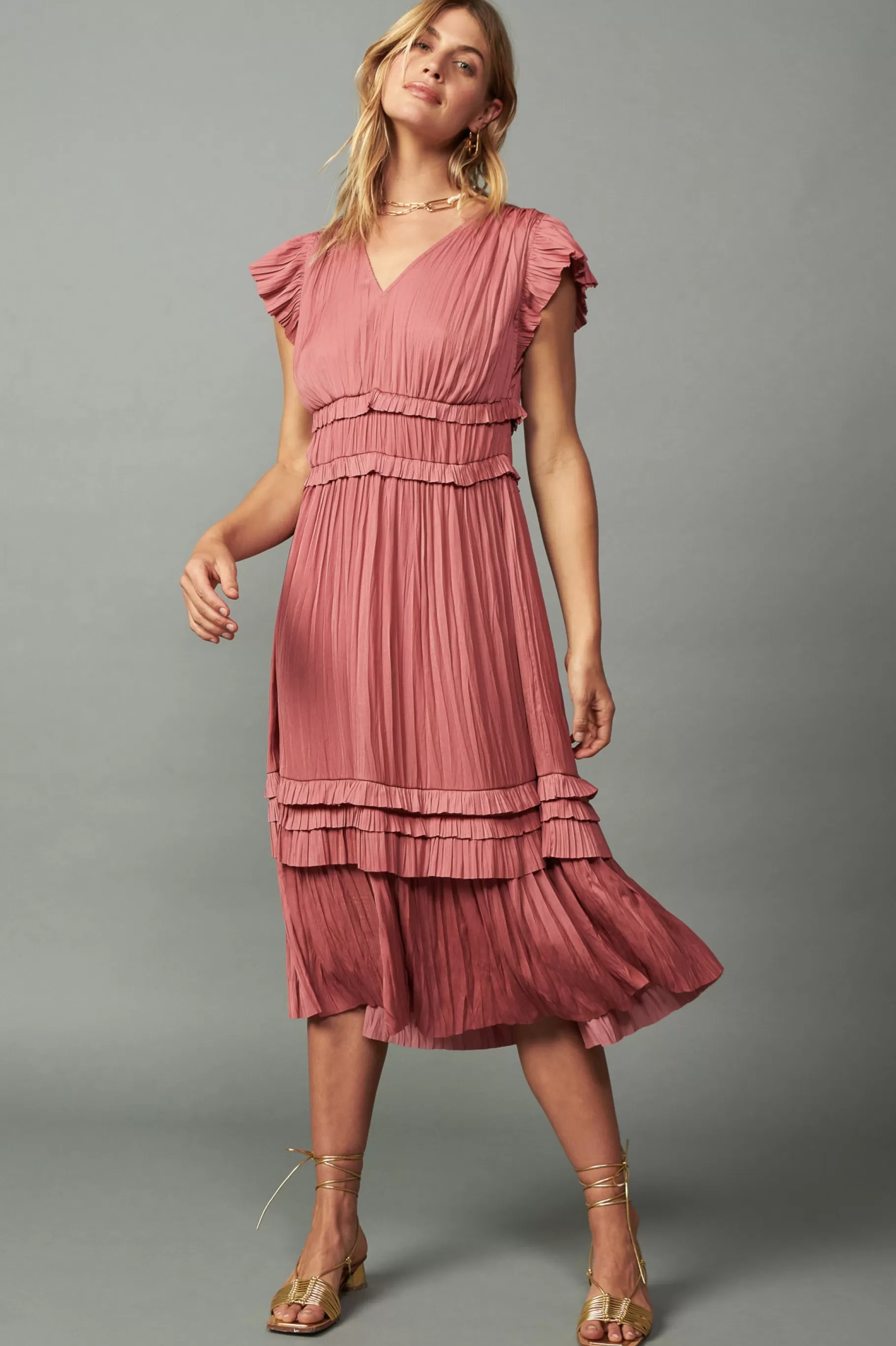Current Air Midi Dresses>Sereia Pleated Midi Dress MAUVE