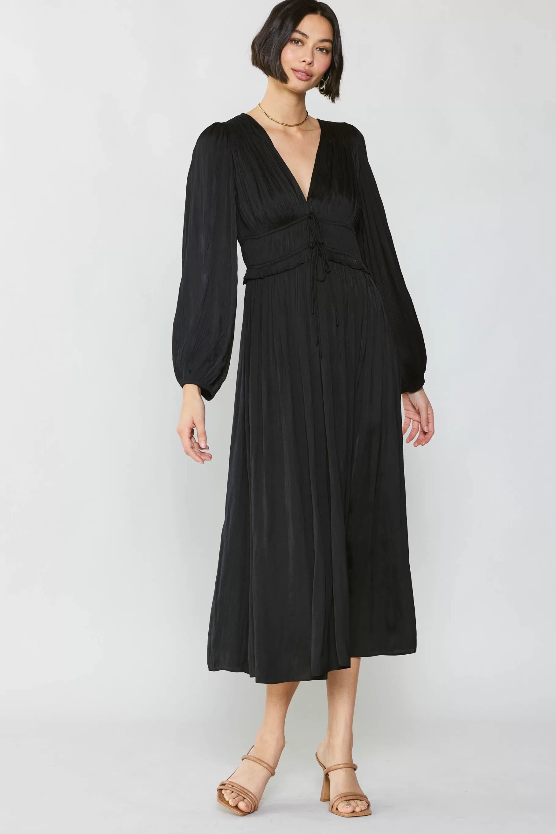 Current Air Maxi Dresses>Sidonie Pleated Maxi Dress BLACK