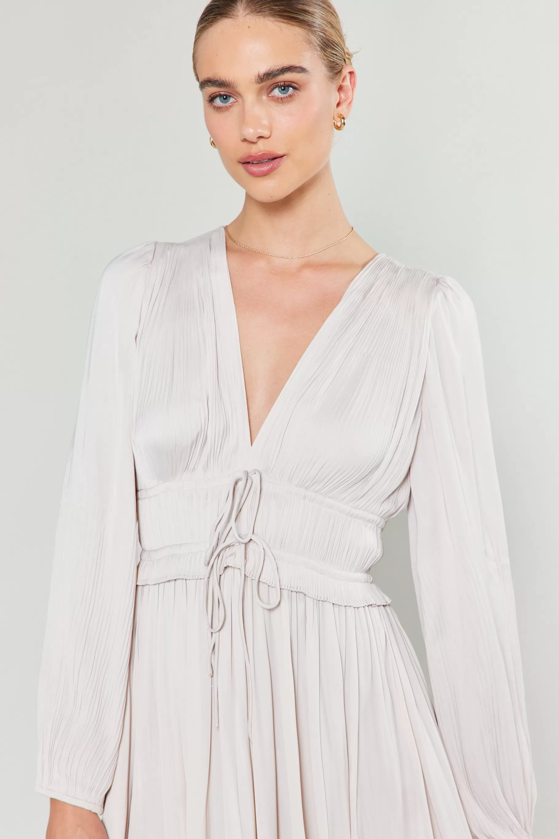 Current Air Maxi Dresses>Sidonie Pleated Maxi Dress ECRU