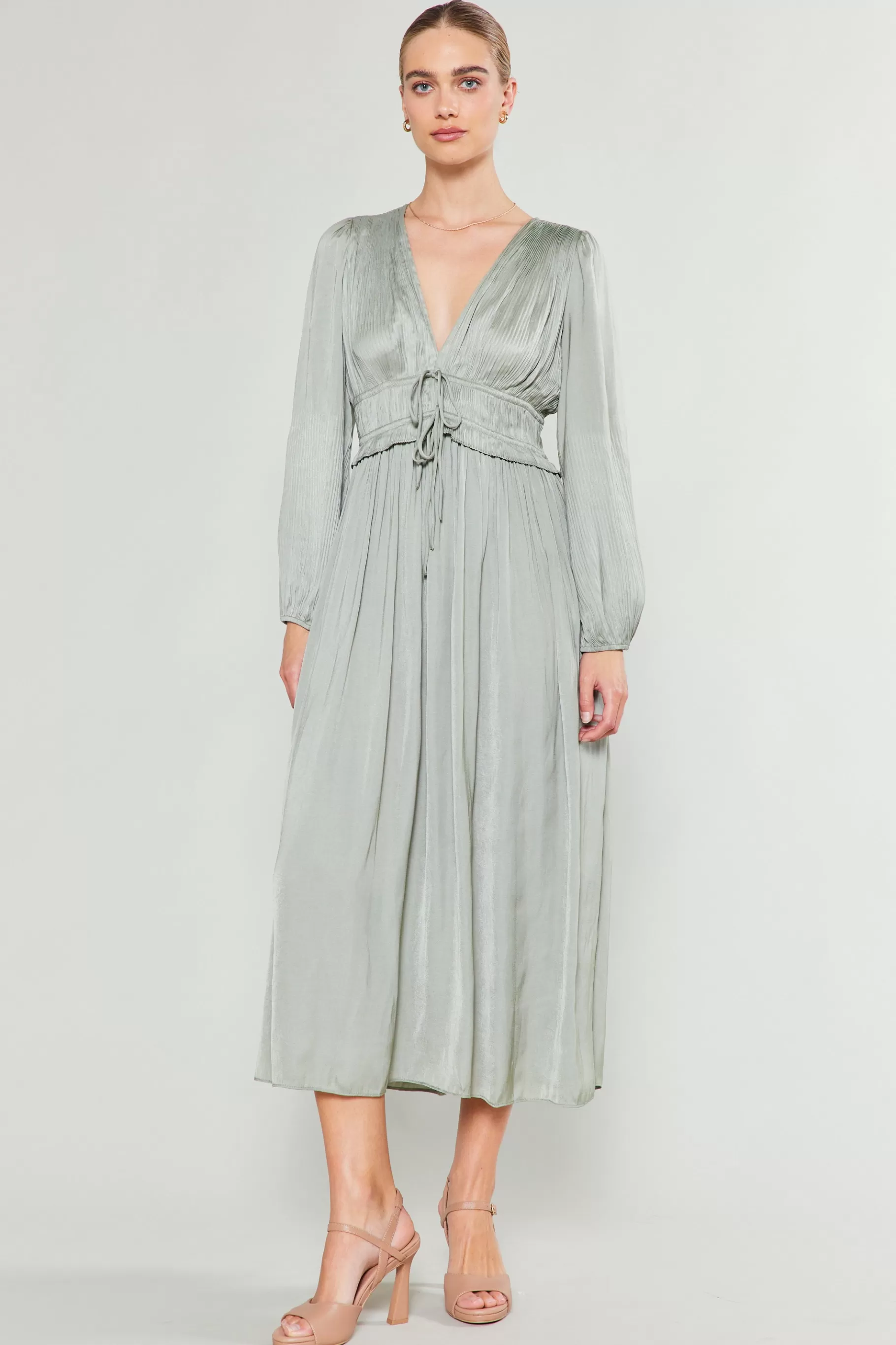 Current Air Maxi Dresses>Sidonie Pleated Maxi Dress SAGE