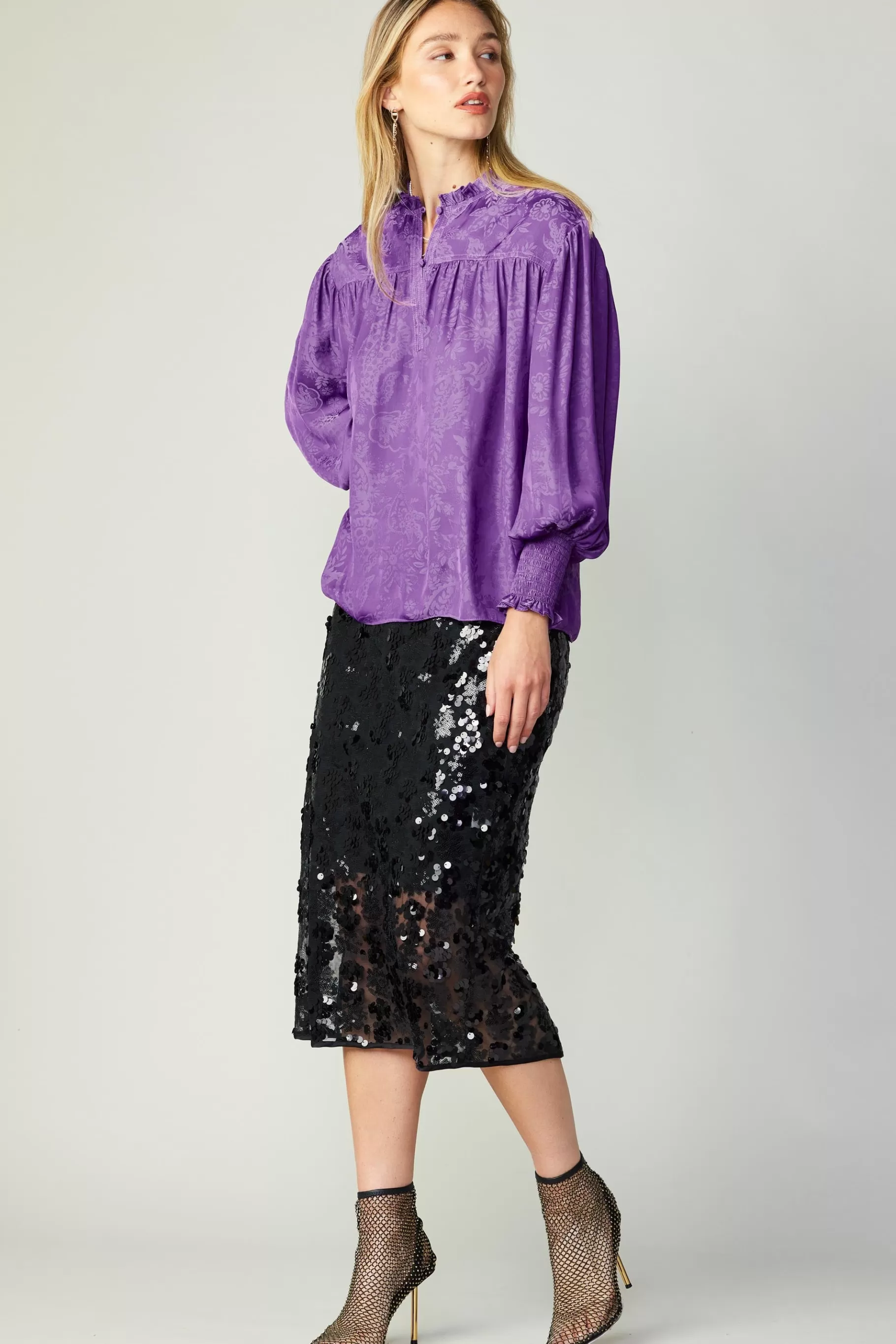 smocked_cuff_blouse_2-1.webp Current Air Long Sleeve Tops>Smocked Cuff Blouse HYPERVIOLET