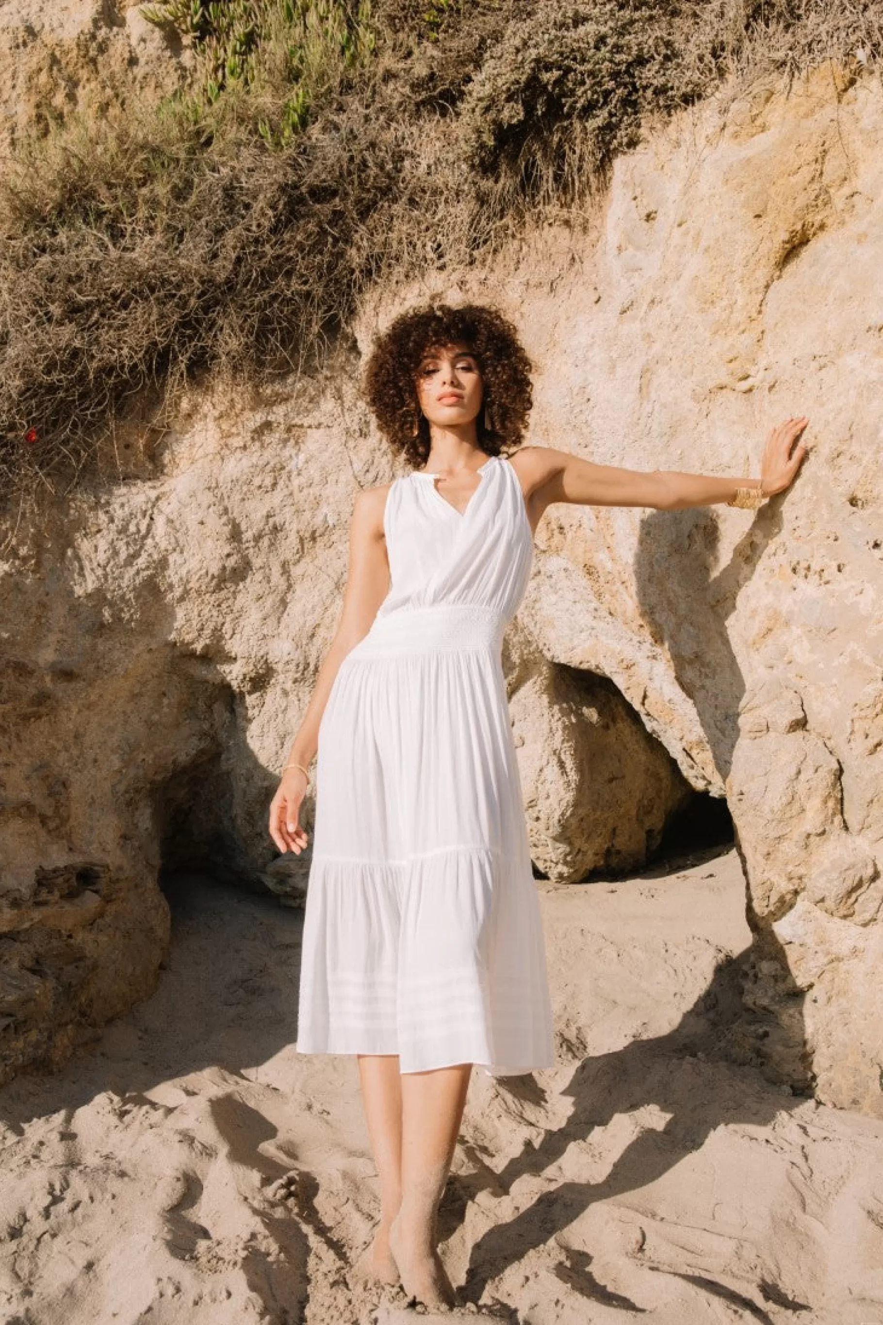 Current Air Midi Dresses>Smocked Waist Halter Midi Dress OFW