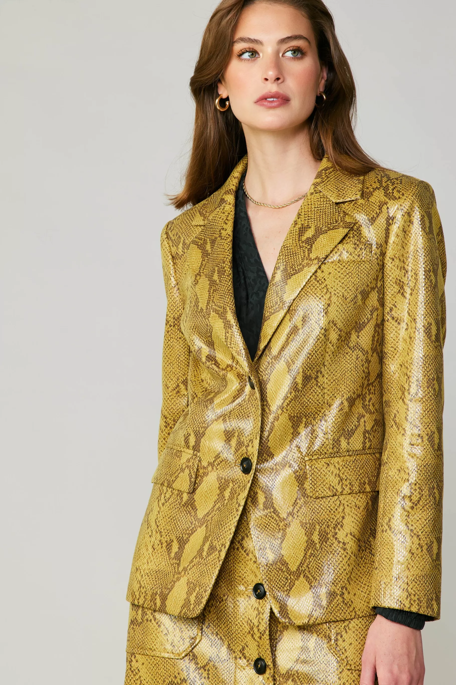 Current Air Coats & Jackets>Snakeskin Welt Pocket Blazer SNAKESKINYELLOW