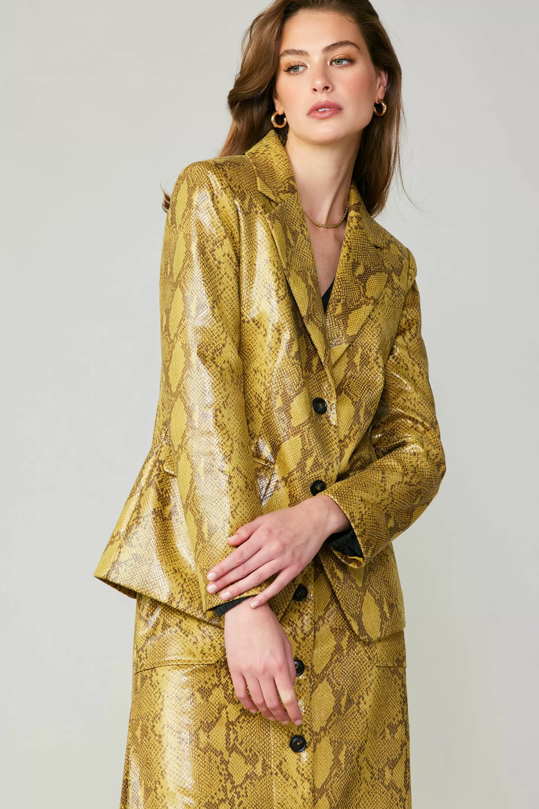 Current Air Coats & Jackets>Snakeskin Welt Pocket Blazer SNAKESKINYELLOW