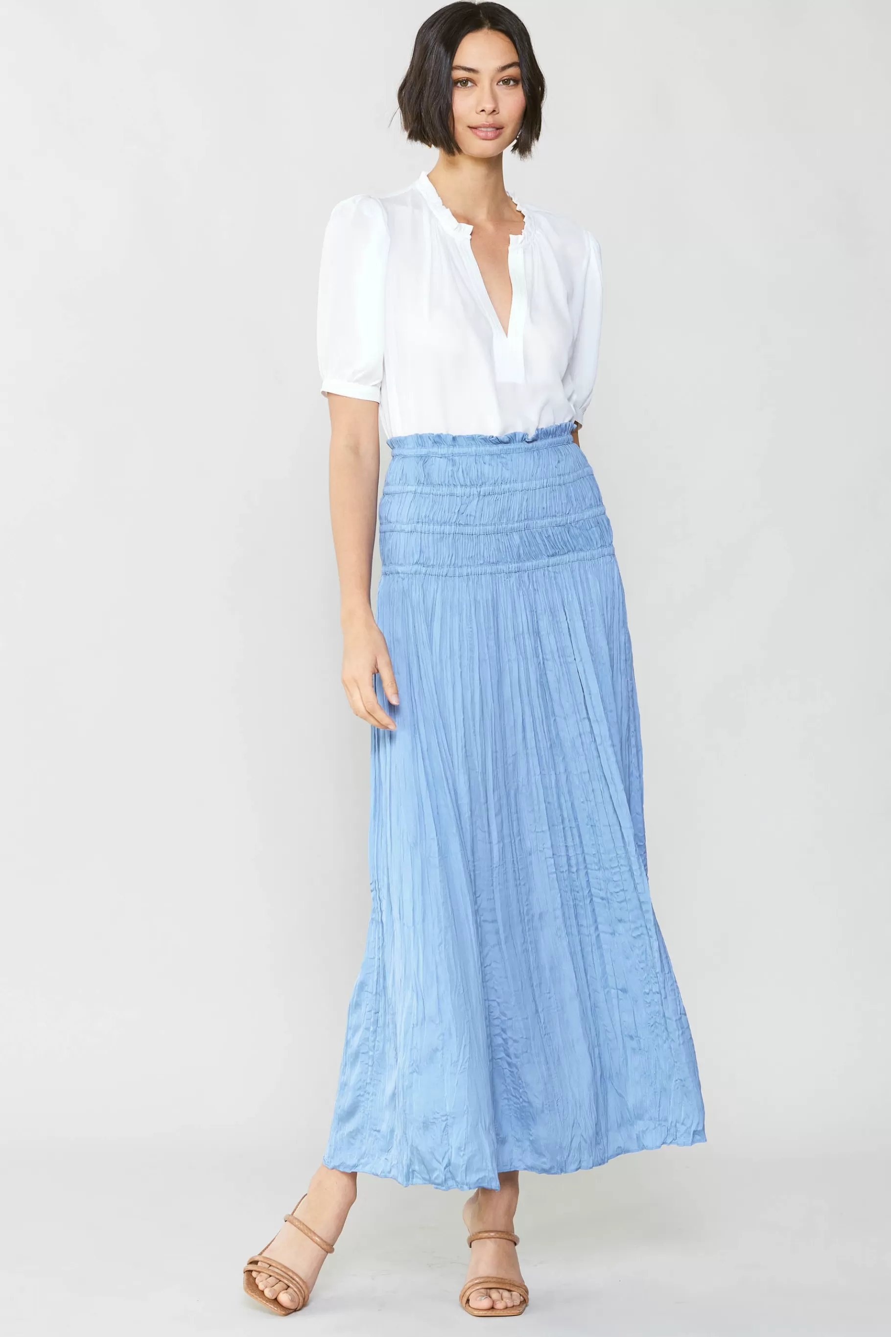 Current Air Skirts>Soft Crinkle Maxi Skirt PERIWINKLEBLUE