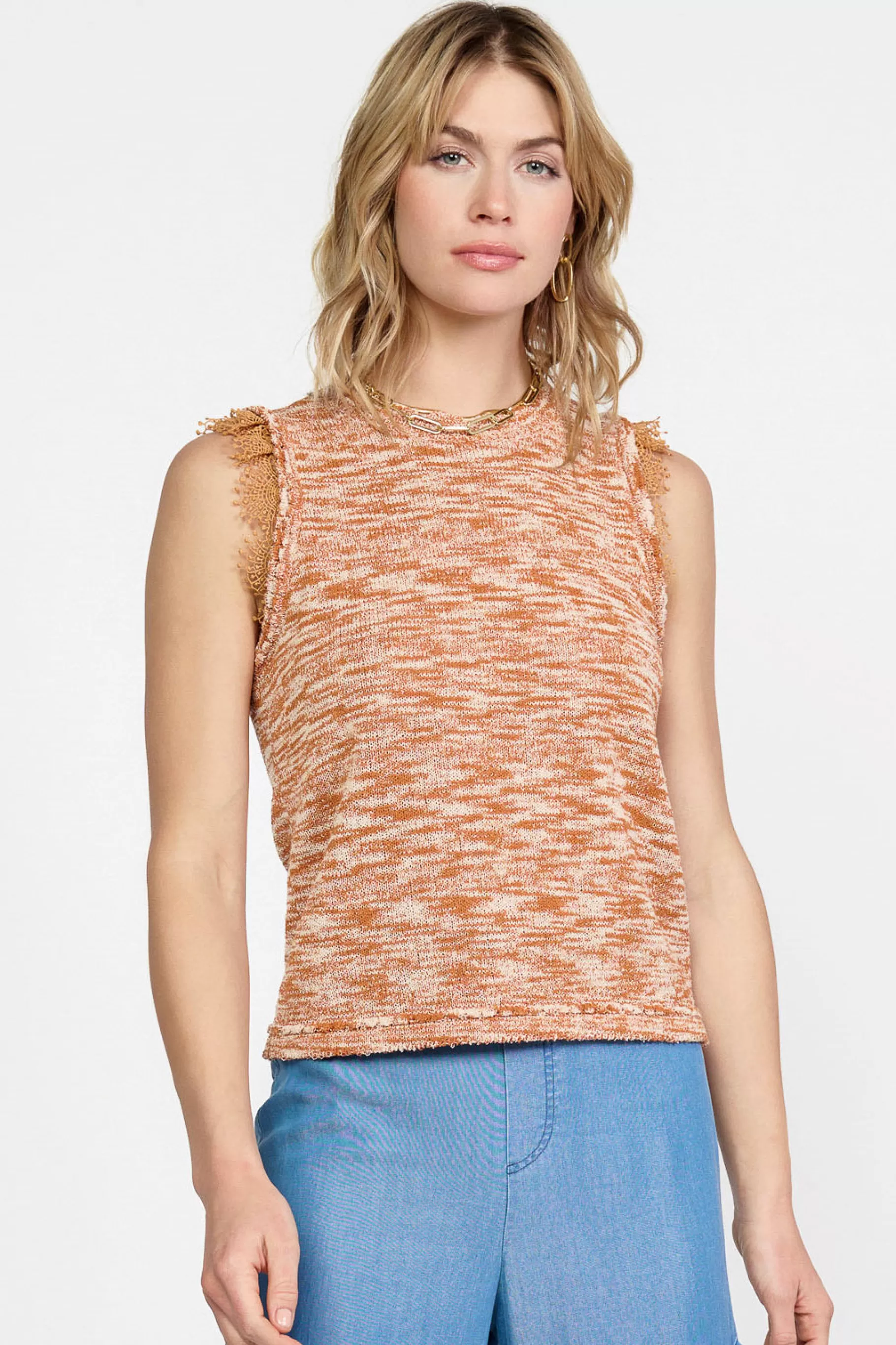 Current Air Sleeveless Tops | Sweaters>Space Dyed Sweater Tank RUST
