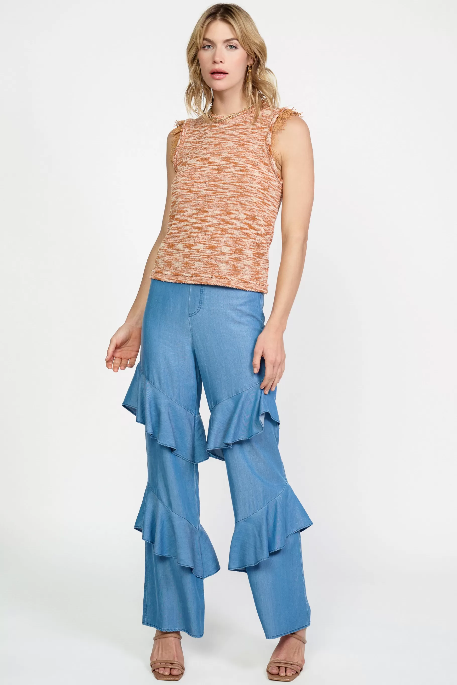 Current Air Sleeveless Tops | Sweaters>Space Dyed Sweater Tank RUST