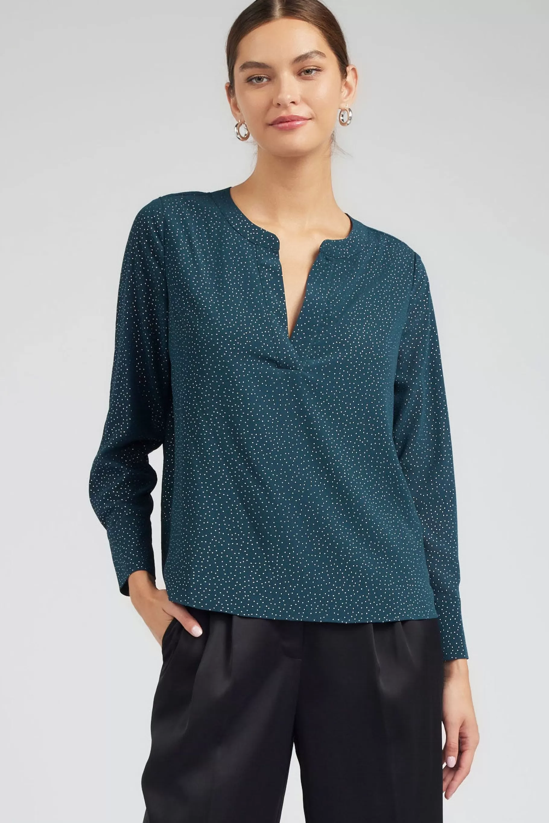 Current Air Long Sleeve Tops>Sparkle Blouse DEEPTEAL