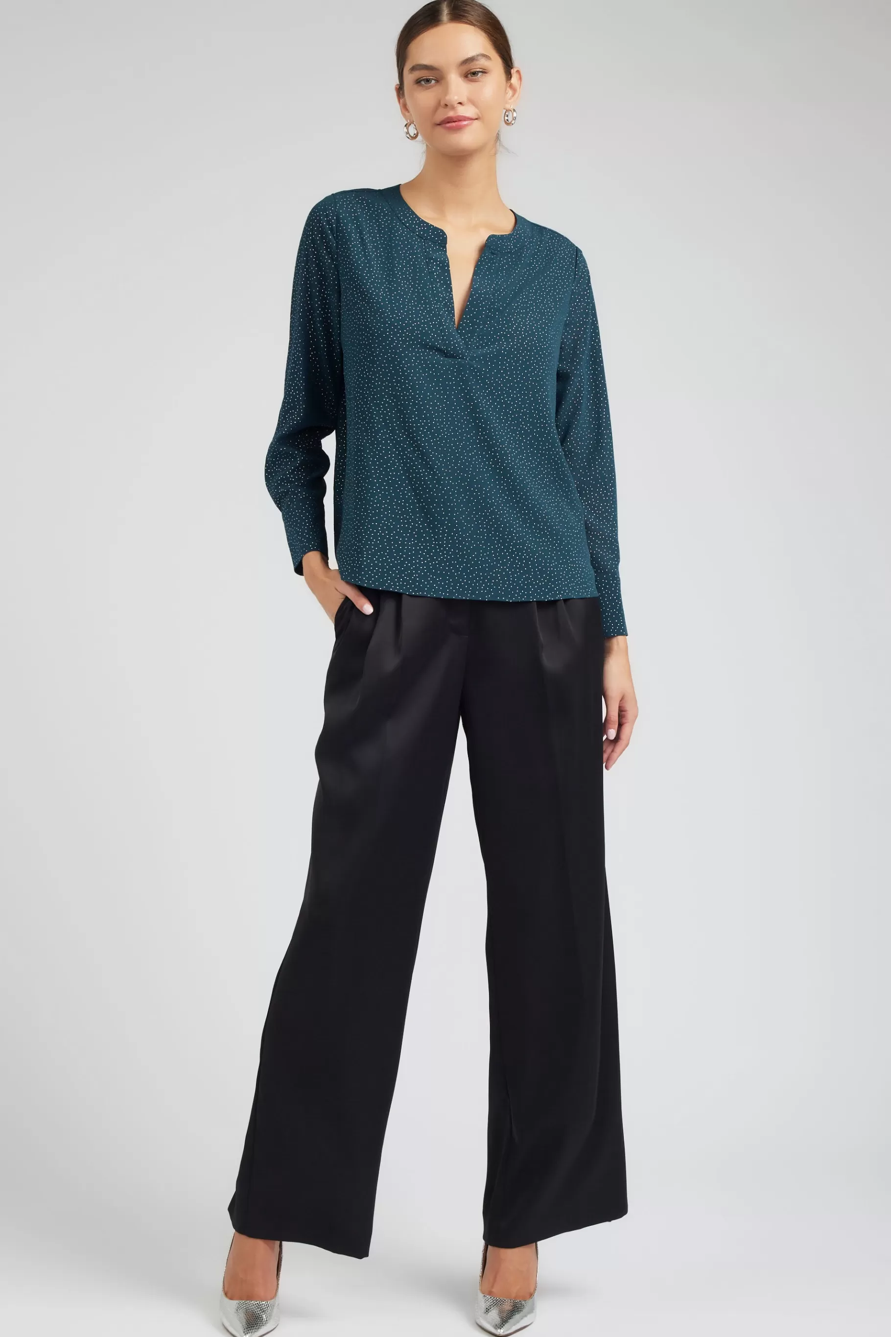 Current Air Long Sleeve Tops>Sparkle Blouse DEEPTEAL