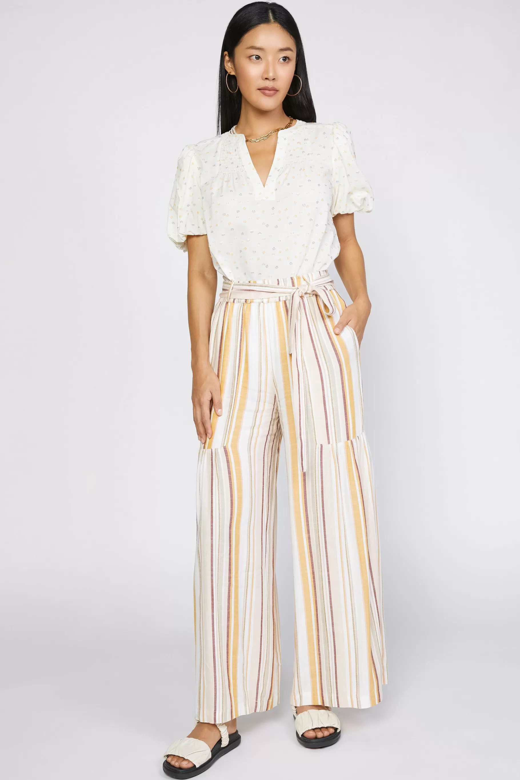 Current Air Pants>Striped Wide Leg Pant MULTISTRIPE