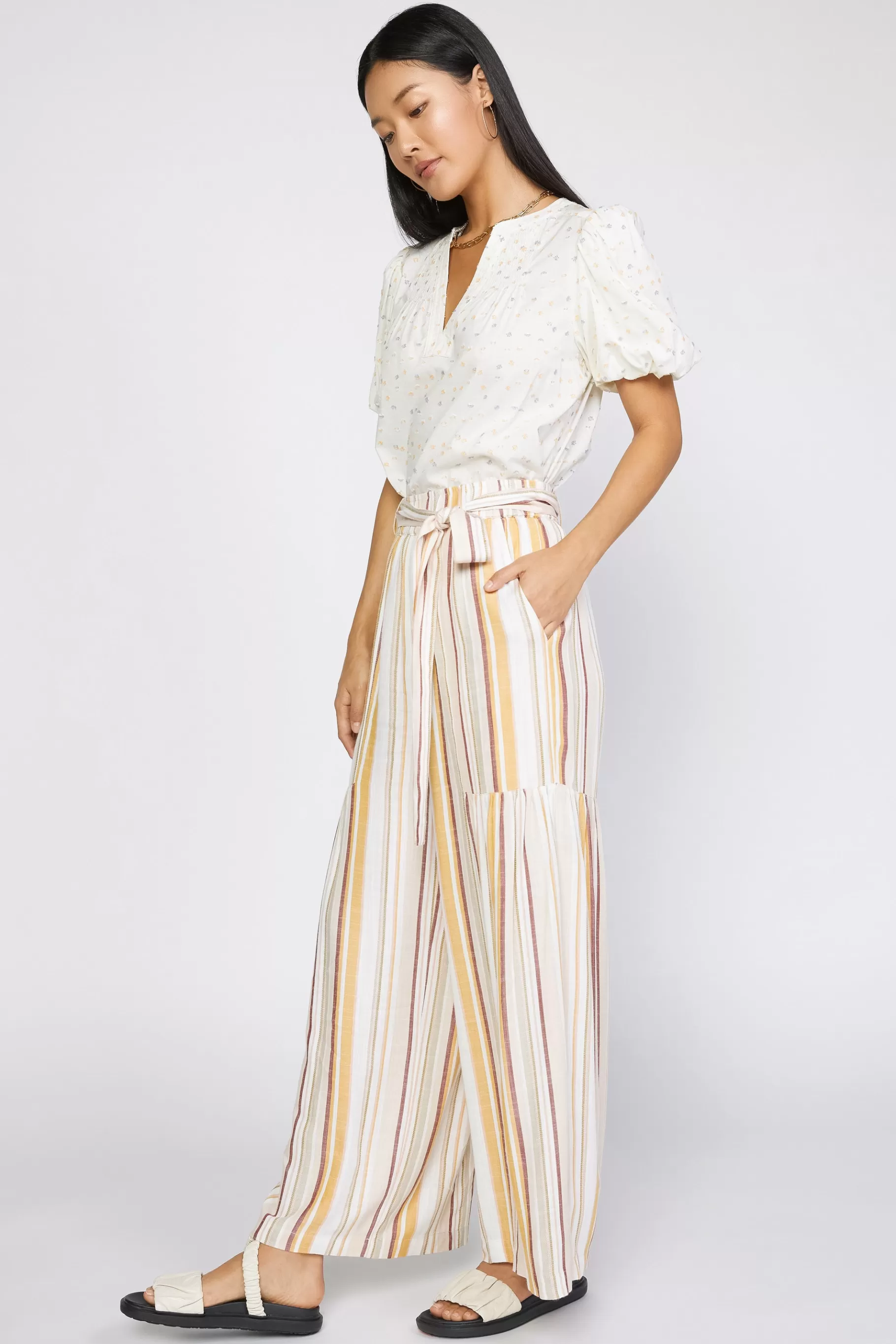 Current Air Pants>Striped Wide Leg Pant MULTISTRIPE
