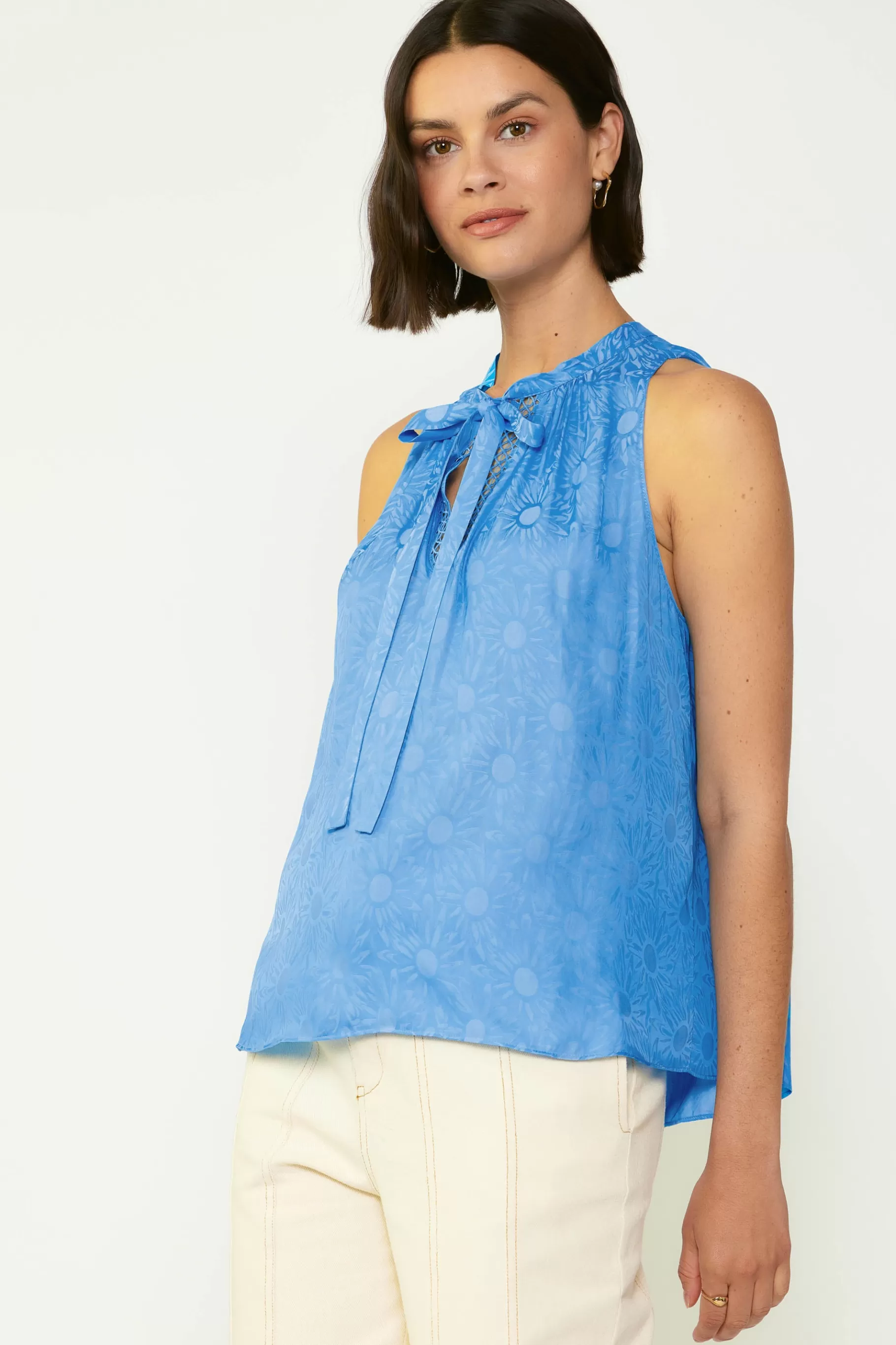 Current Air Sleeveless Tops>Sunburst Halter Top LIGHTCOBALT